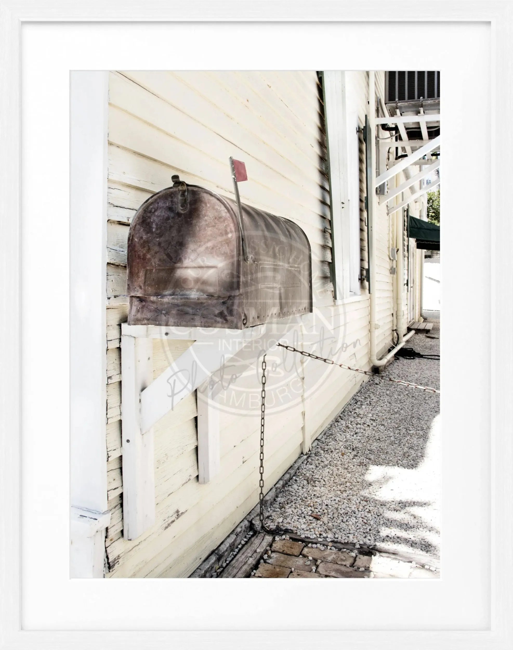 Schwarz-weiß Poster mit Rahmen, Florida Key West Postkasten Motiv, 25x31cm, von Cosman-Photocollection