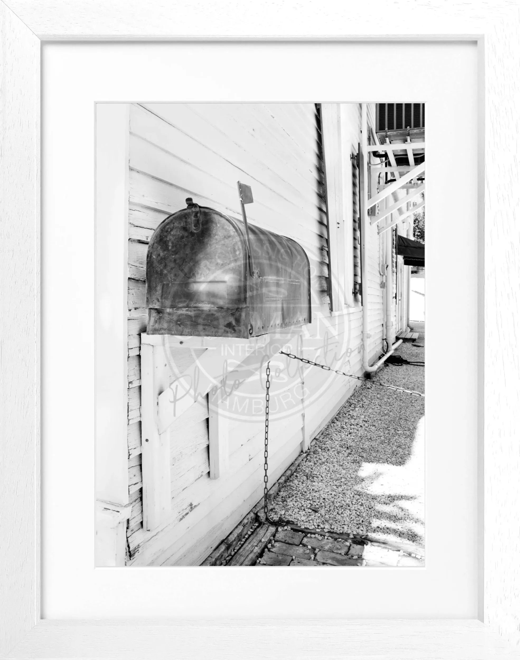 Schwarz-weiß Poster mit Rahmen von Cosman-Photocollection, Florida Key West Mailbox, 25x31cm, dekoratives Wandbild