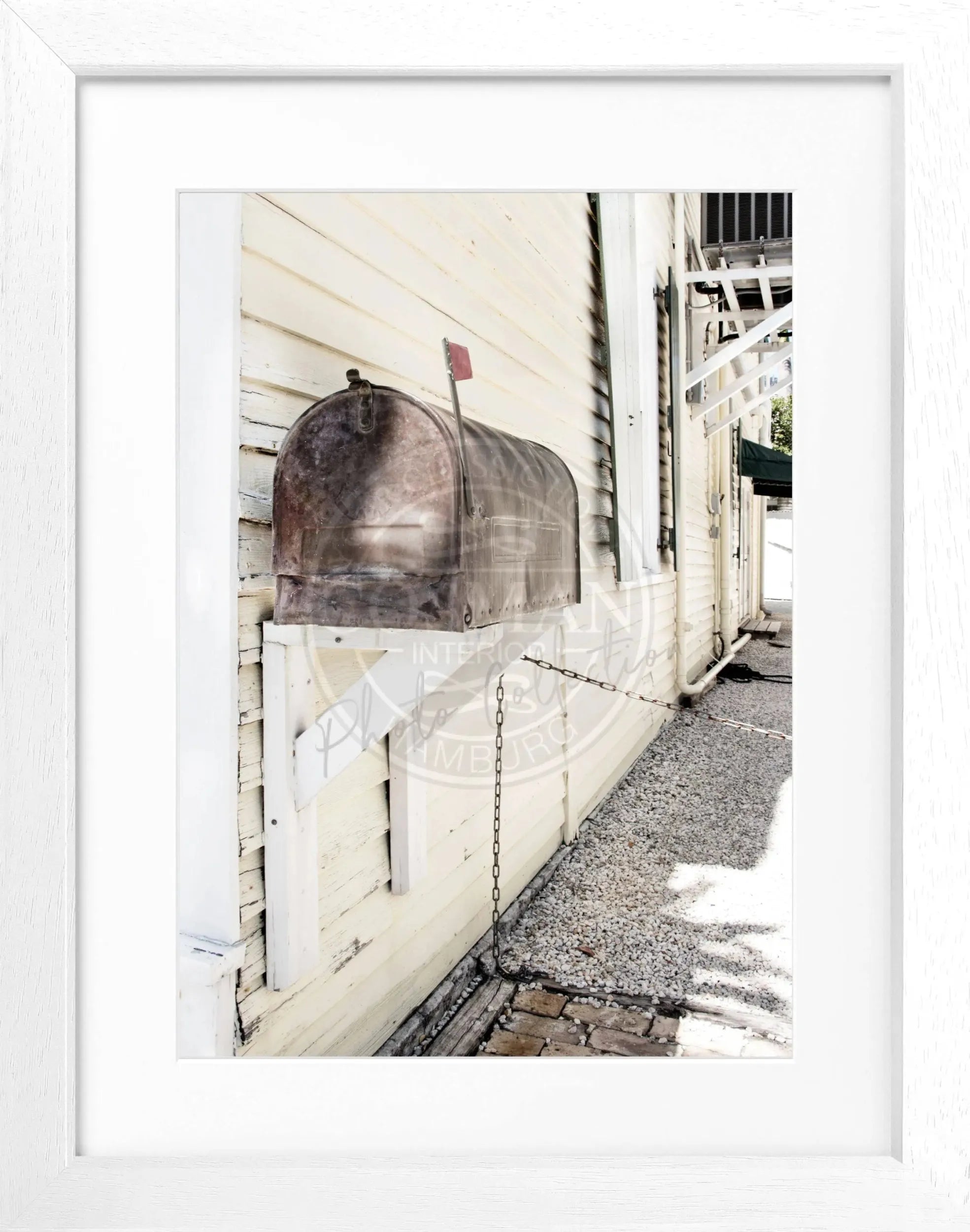 Schwarz-weiß Poster mit Rahmen von Cosman-Photocollection, Florida Key West Mailbox Motiv, 25x31cm, dekoratives Wandbild