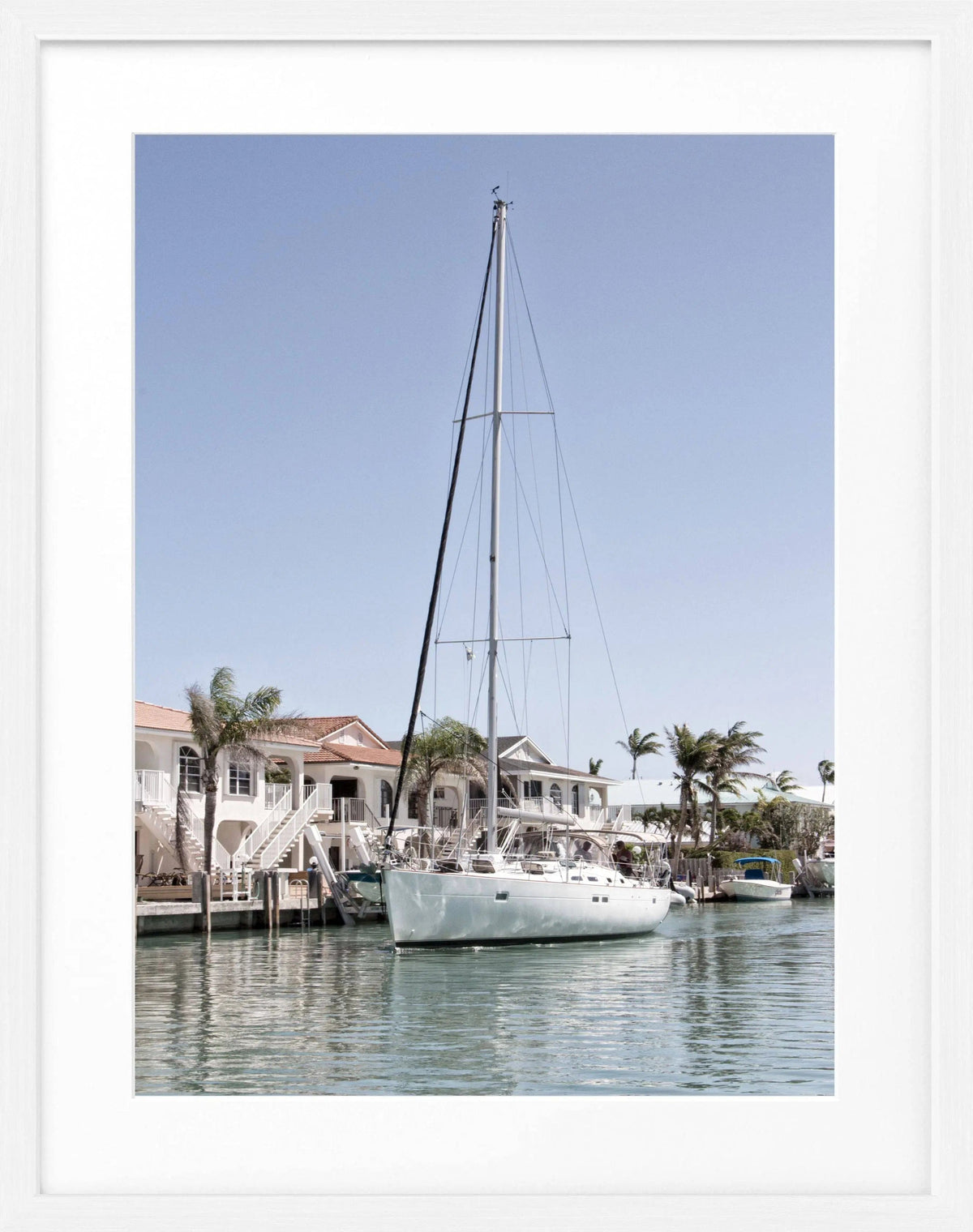 Schwarz-weiß Poster mit Rahmen, Florida Keys Boot Motiv, von Cosman-Photocollection, ca. 25x31 cm