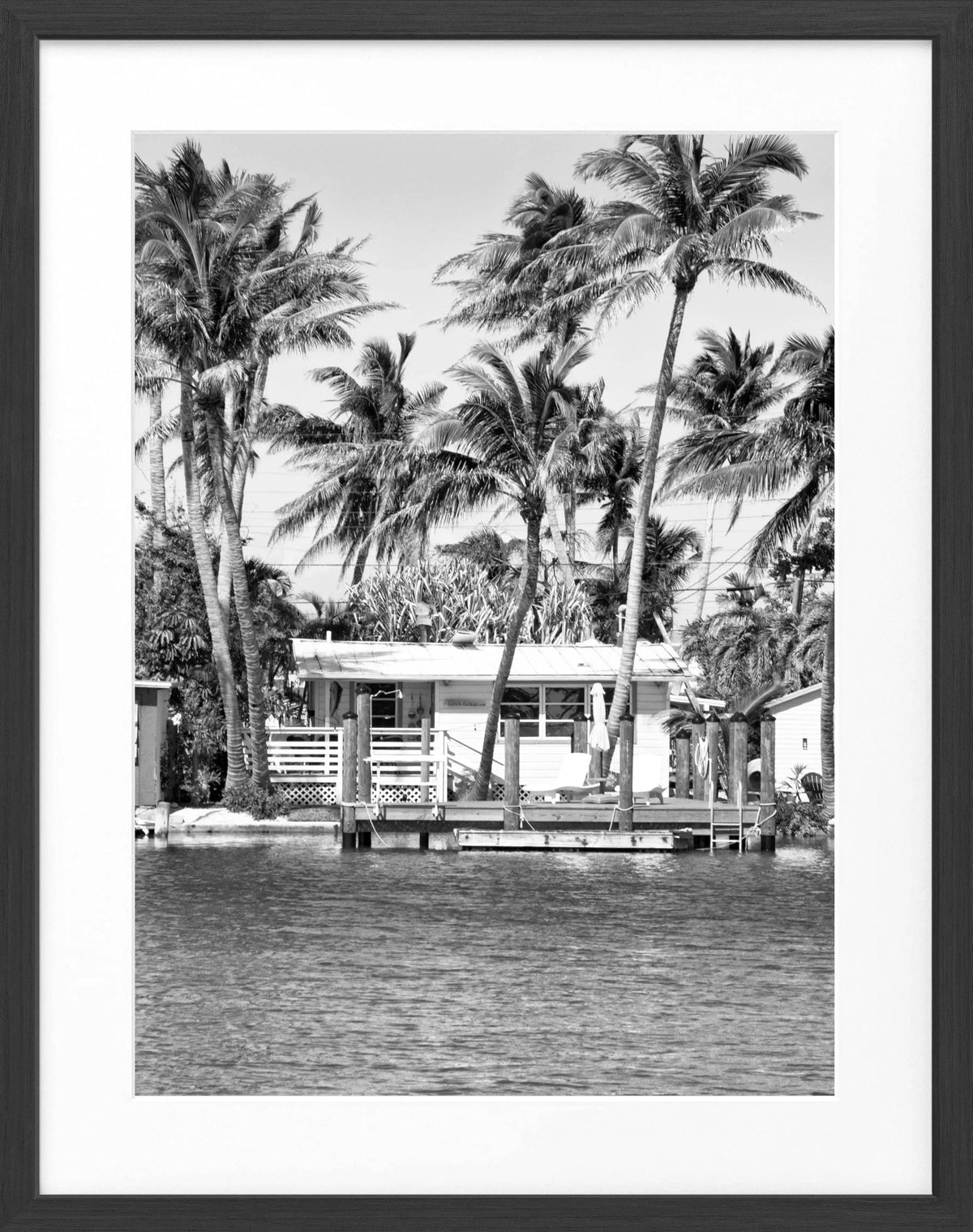 Schwarz-weiß Poster mit Rahmen, Florida Keys Motiv, von Cosman-Photocollection, 25x31 cm, Wanddekoration