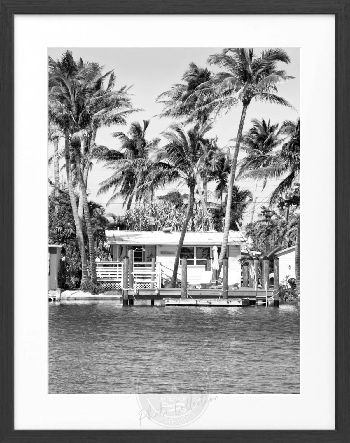 Schwarz-weiß Poster mit Rahmen, Florida Keys Motiv, von Cosman-Photocollection, 25x31 cm, Wanddekoration