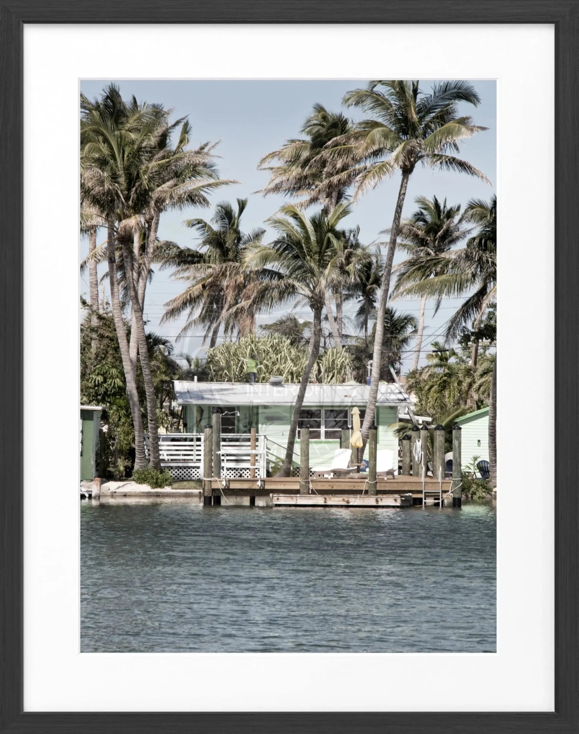 Schwarz-weiß Poster mit Rahmen von Florida Keys, 25x31cm, von Cosman-Photocollection, Wanddekoration mit Meeresmotiv