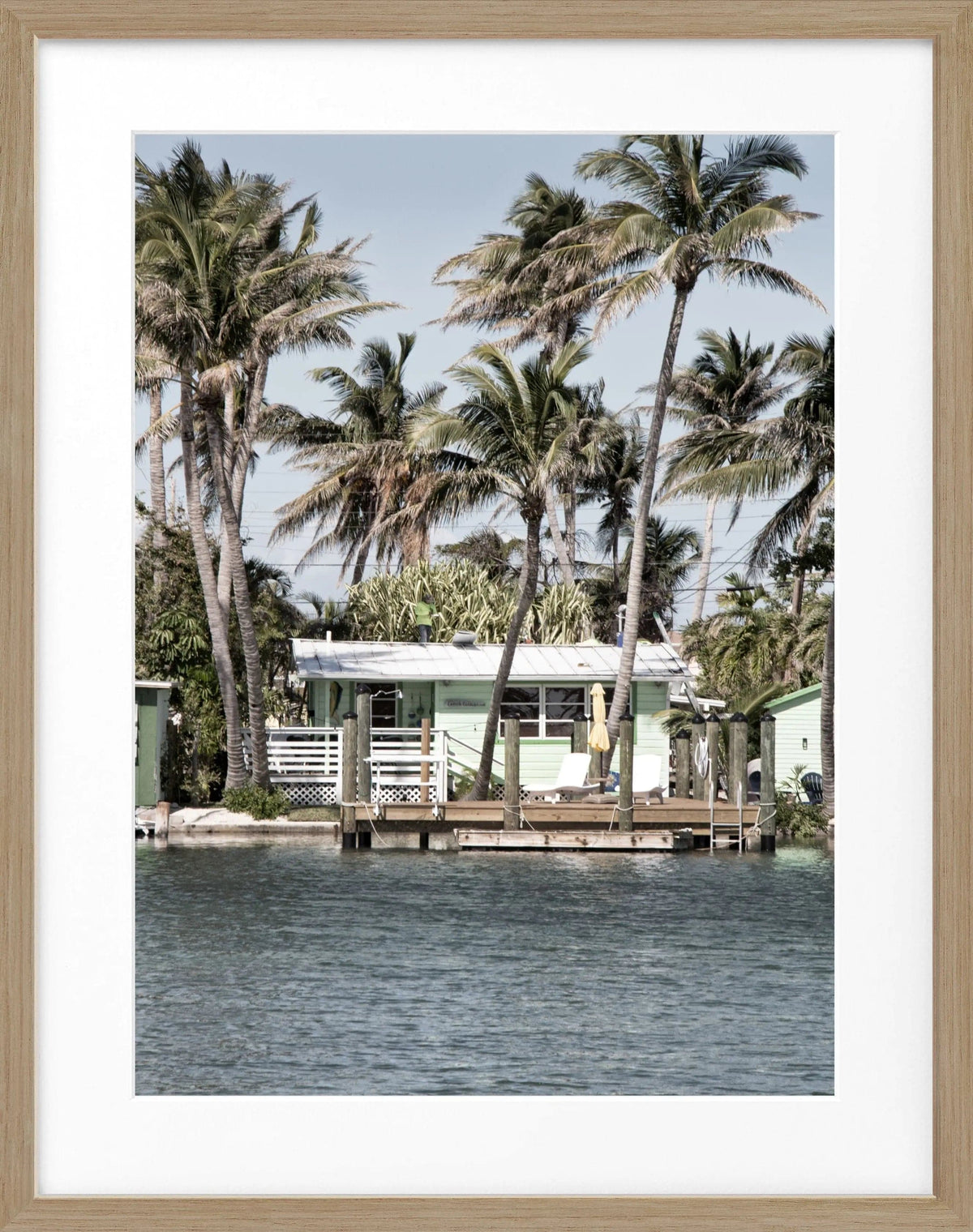 Schwarz-weiß Poster mit Rahmen der Florida Keys, 25x31 cm, von Cosman-Photocollection, maritime Küstenlandschaft, Wanddekoration