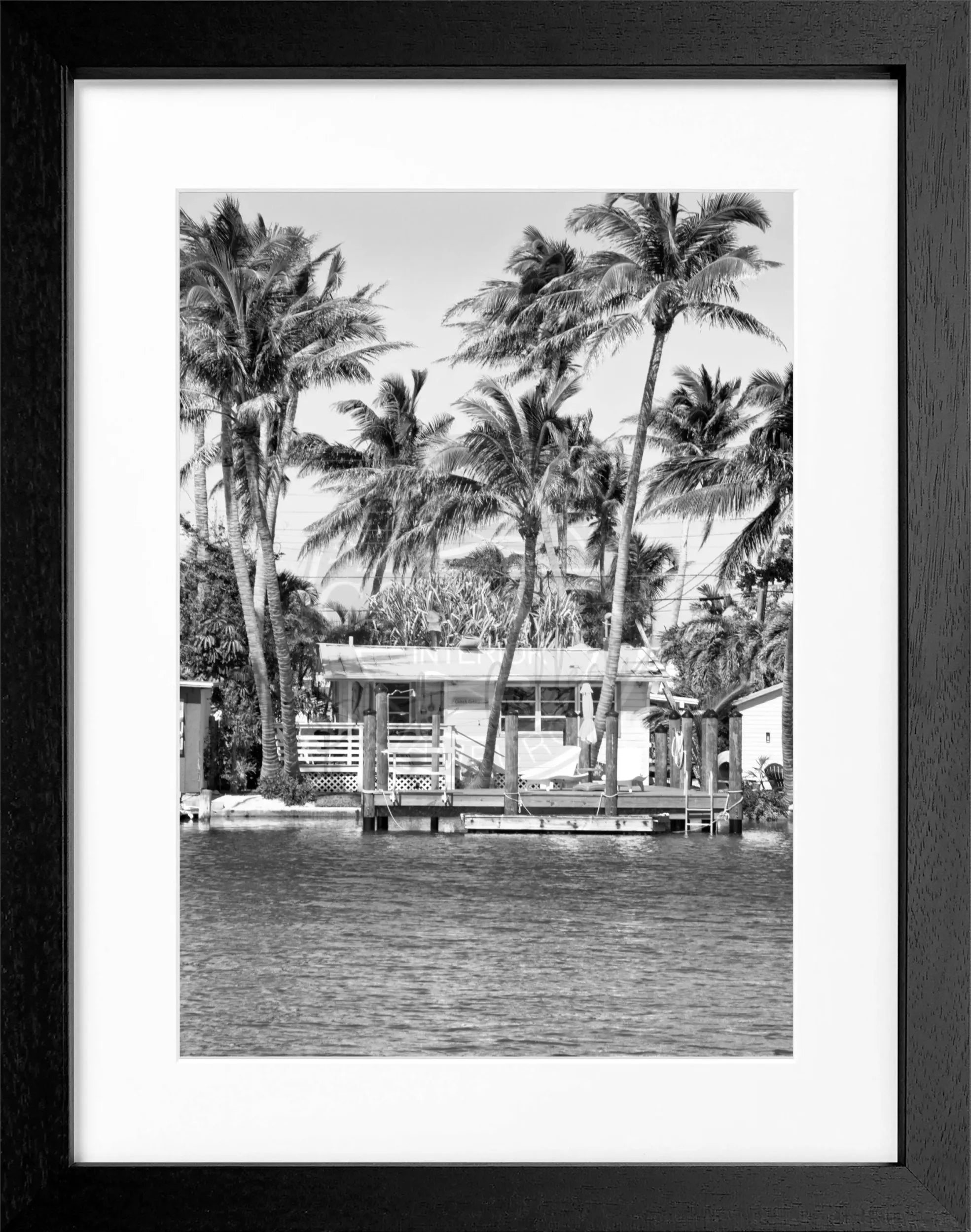 Schwarz-weiß Poster mit Rahmen, Florida Keys Motiv, von Cosman-Photocollection, 25x31 cm, Wanddekoration