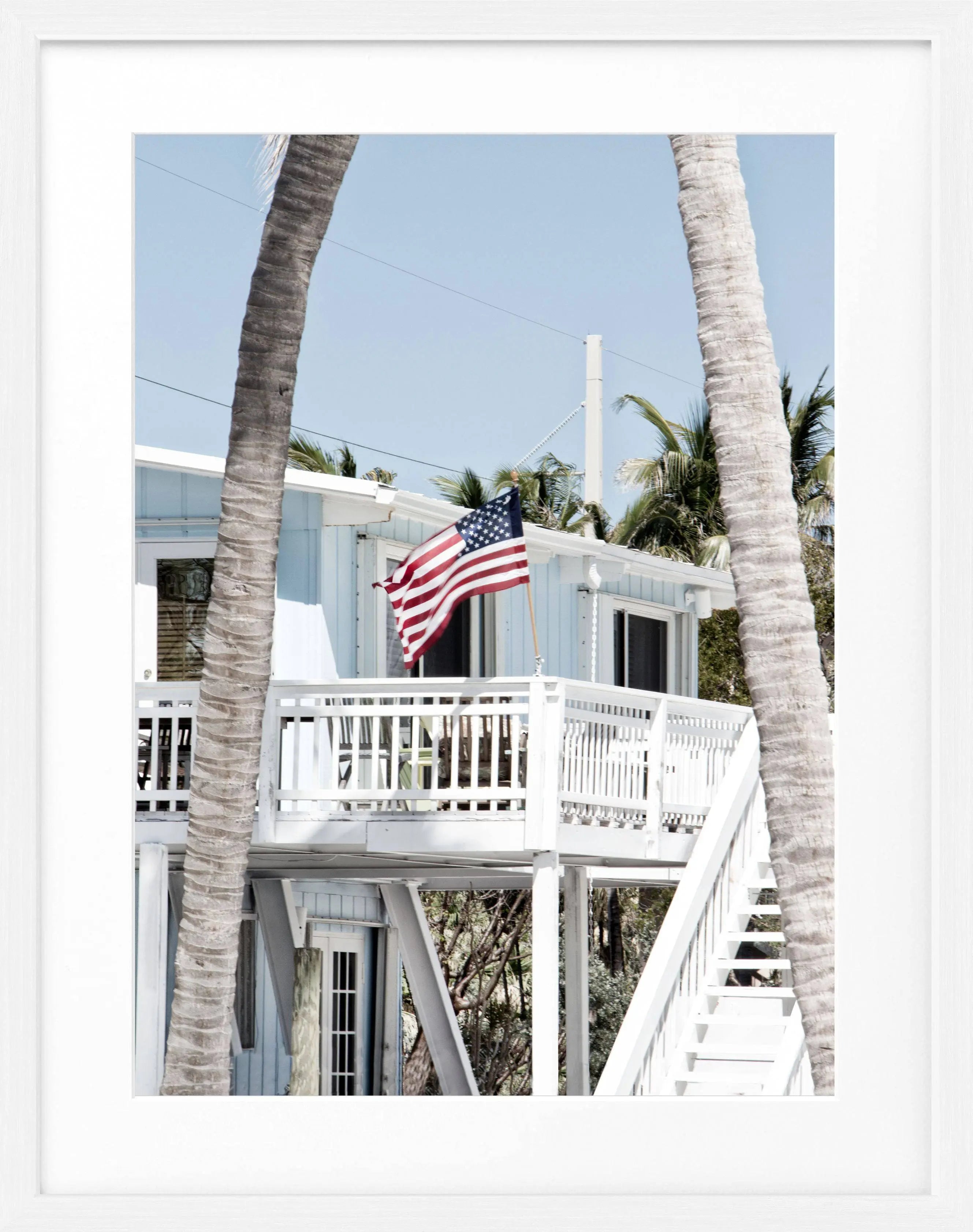 Schwarz-weiß Poster mit Rahmen von den Florida Keys, 25x31 cm, von Cosman-Photocollection, Wanddekoration für Naturfans.