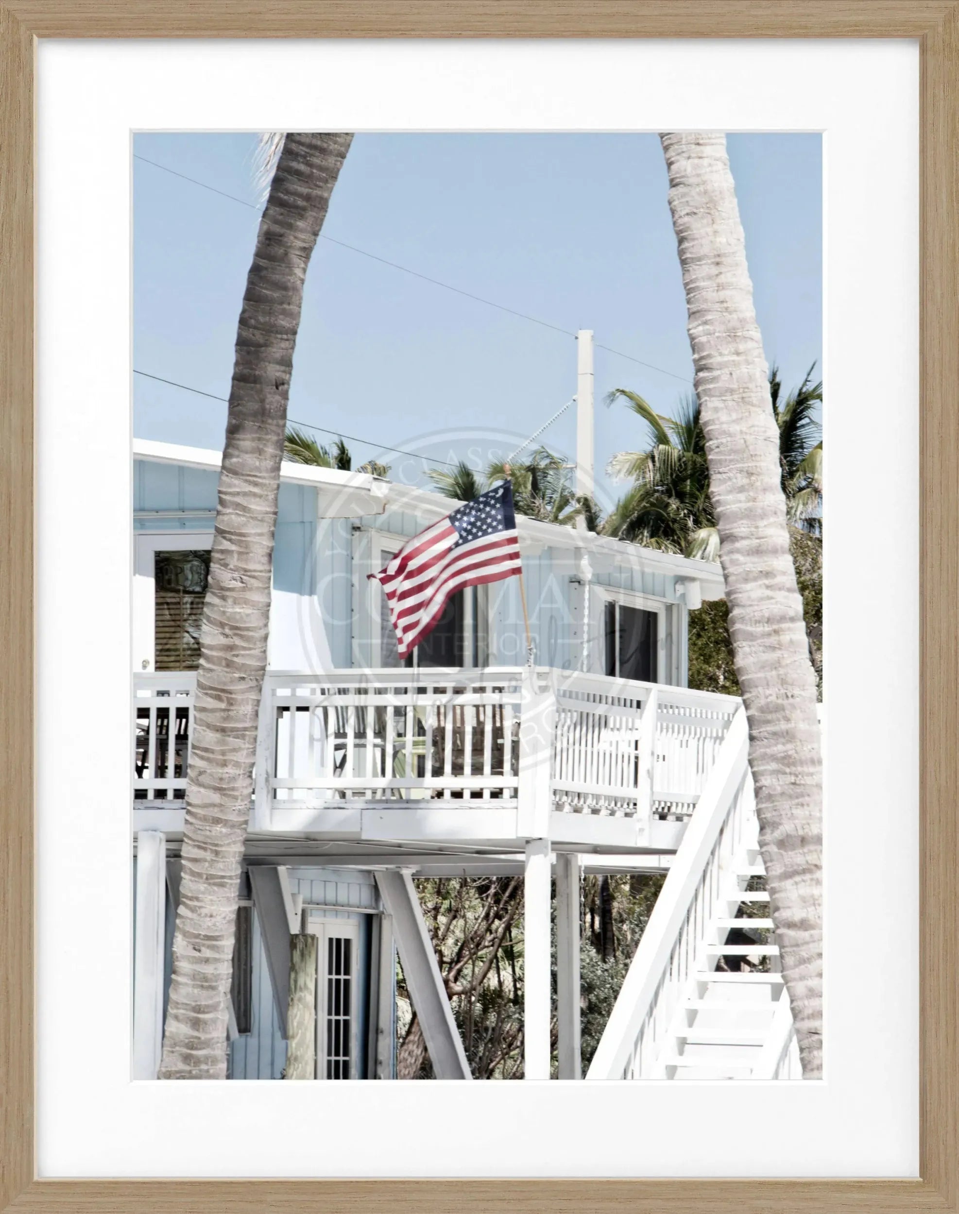 Schwarz-weiß Poster mit Rahmen von den Florida Keys, 25x31 cm, von Cosman-Photocollection, Wanddekoration