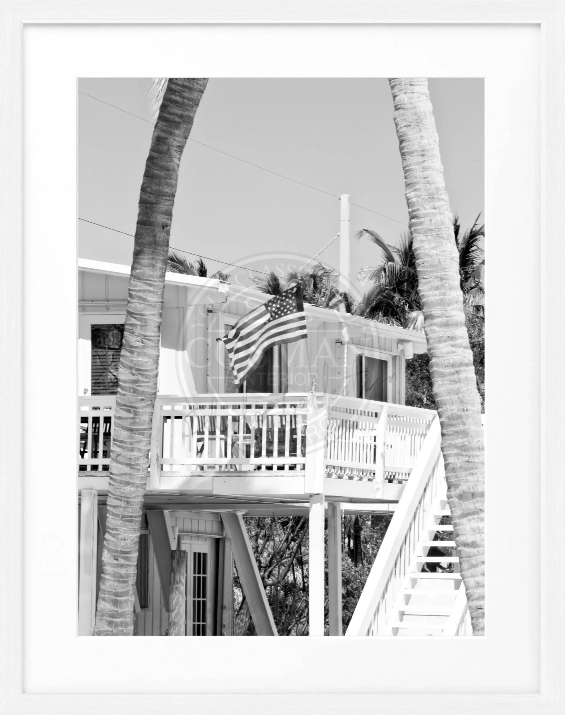 Schwarz-weiß Poster mit Rahmen von Cosman-Photocollection, Florida Keys Motiv, 25x31 cm, dekoratives Wandbild