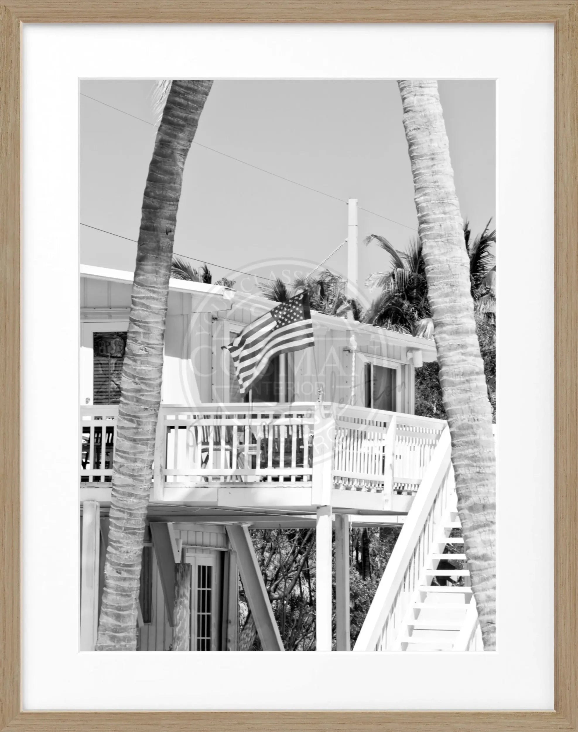 Schwarz-weiß Poster mit Rahmen von den Florida Keys, 25x31cm, von Cosman-Photocollection, Wanddekoration für Natur- und Reiseenthusiasten
