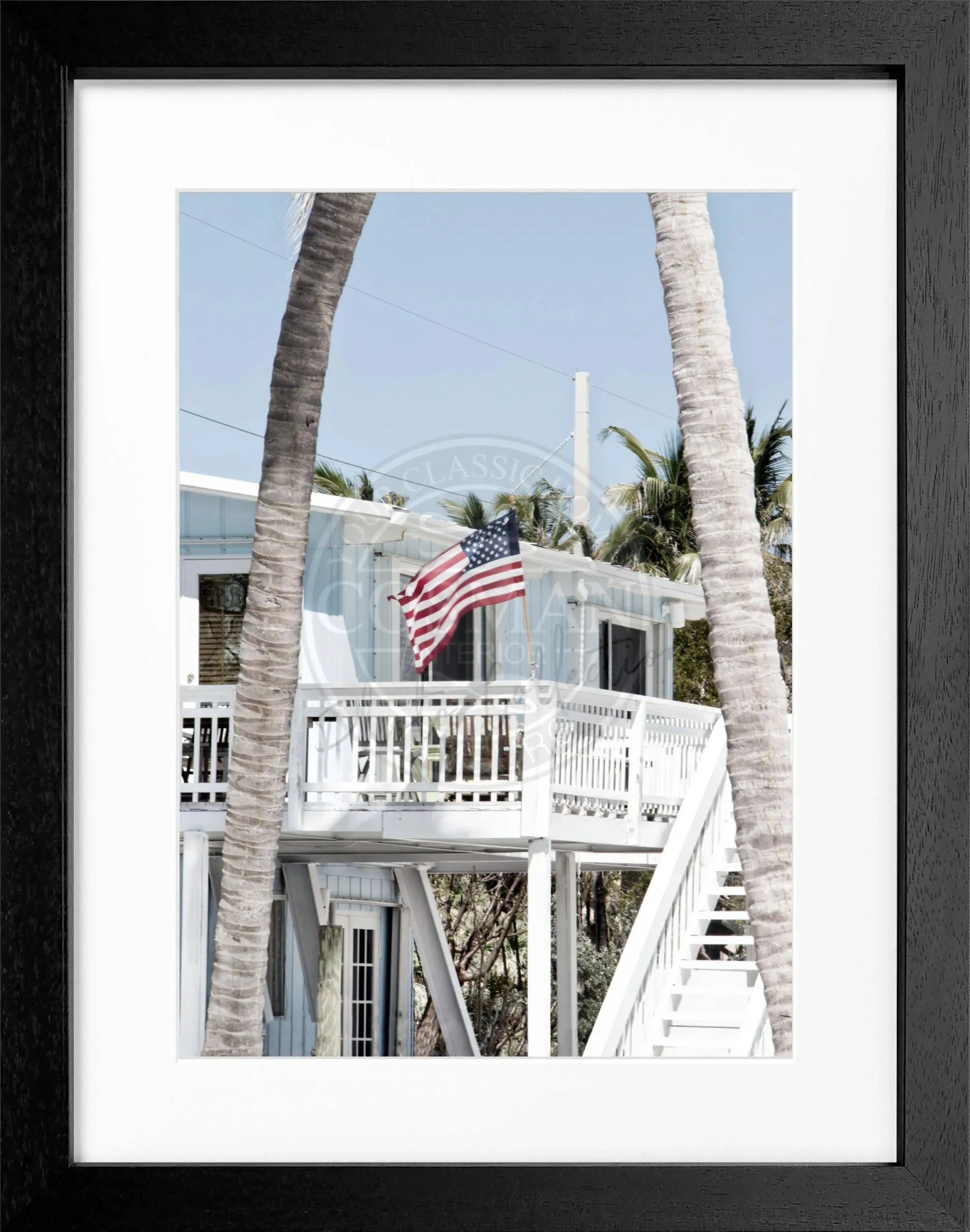 Schwarz-weiß Poster mit Rahmen von den Florida Keys, 25x31 cm, von Cosman-Photocollection, Wanddekoration mit Motiv
