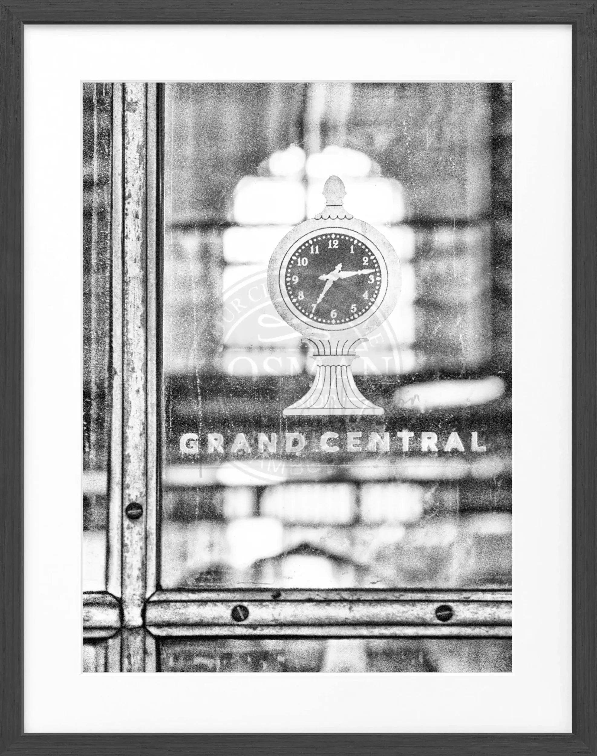 Schwarz-weißer Poster mit Rahmen von Cosman-Photocollection, Motiv von Grand Central Station in New York, 25x31 cm