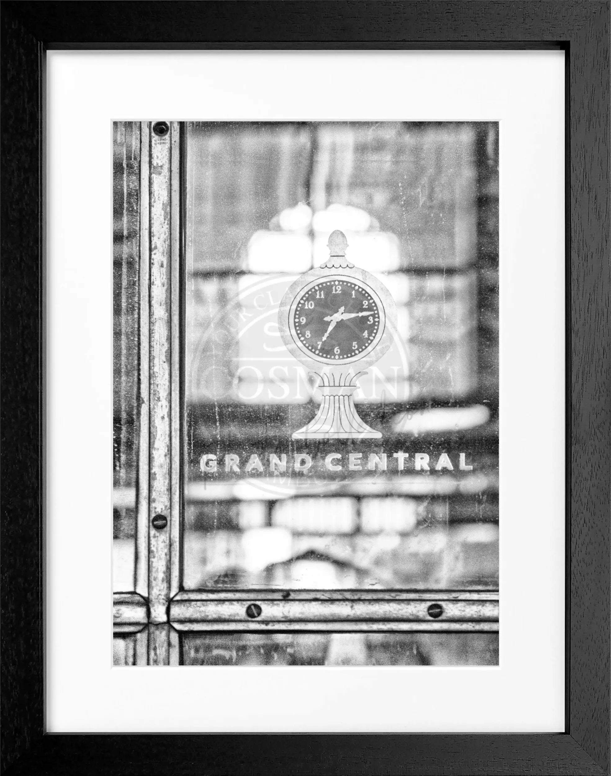 Schwarz-weiß Poster mit Rahmen von Cosman-Photocollection, Motiv von Grand Central Bahnhof in New York, 25x31 cm