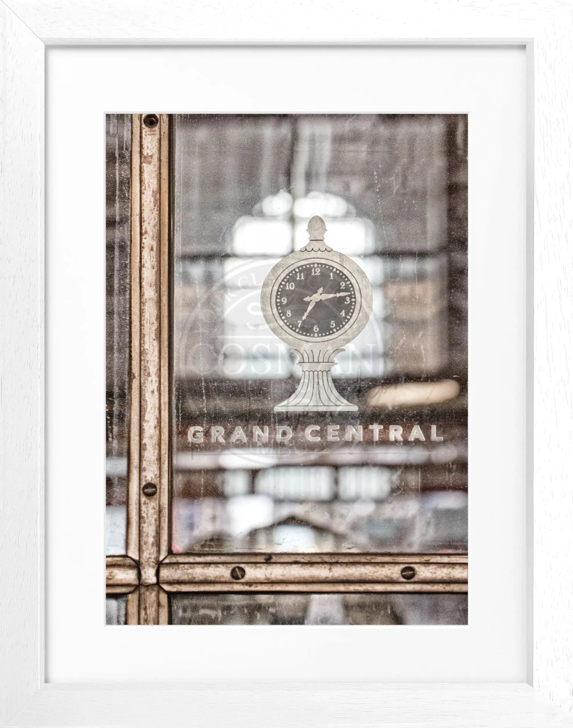 Schwarz-weiß Poster mit Rahmen, Motiv von Grand Central in New York, von Cosman-Photocollection, 25x31 cm