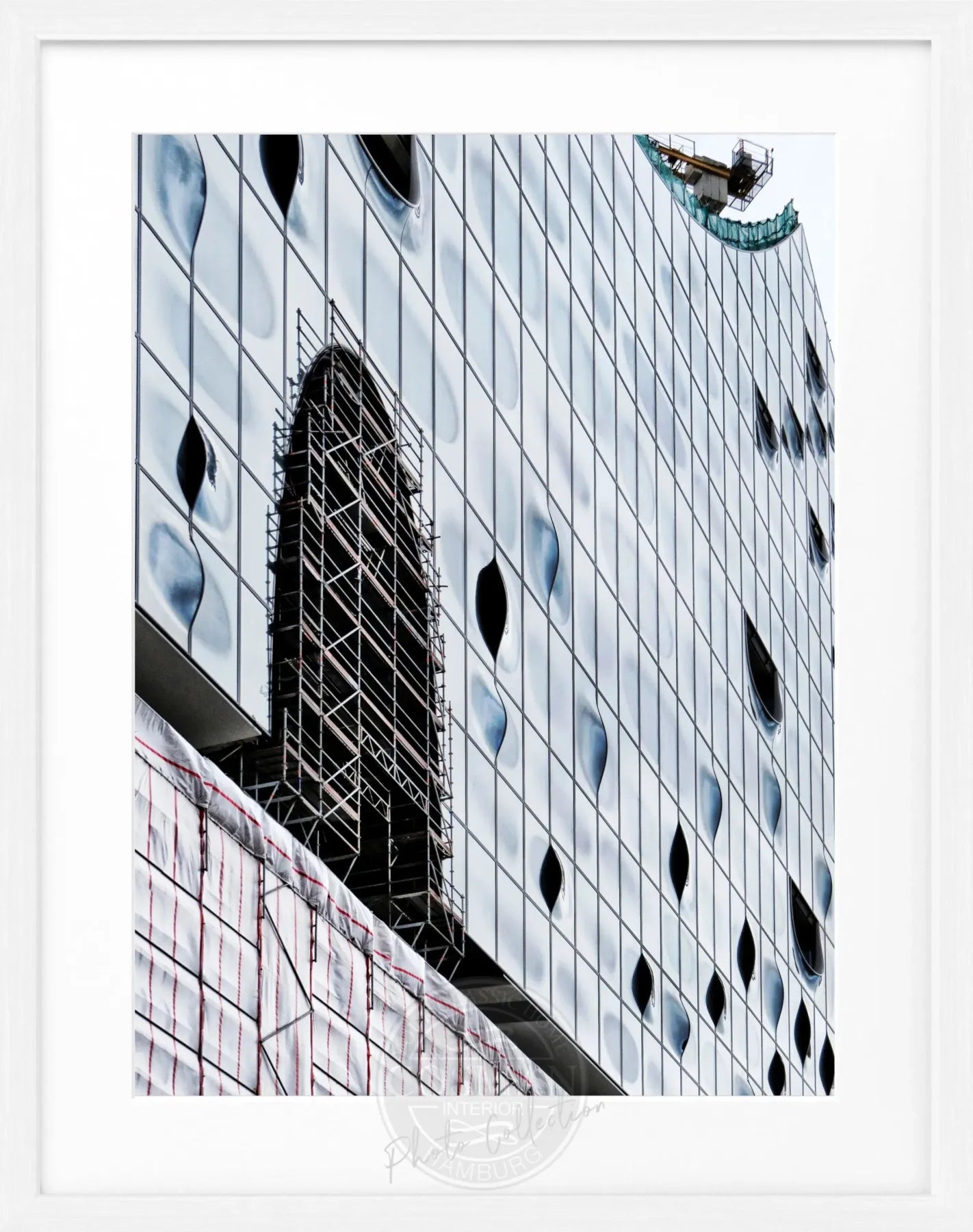 Schwarz-weiß Poster mit Rahmen, Hamburg Elphi Motiv, von Cosman-Photocollection, 25x31 cm, modernes Wandbild