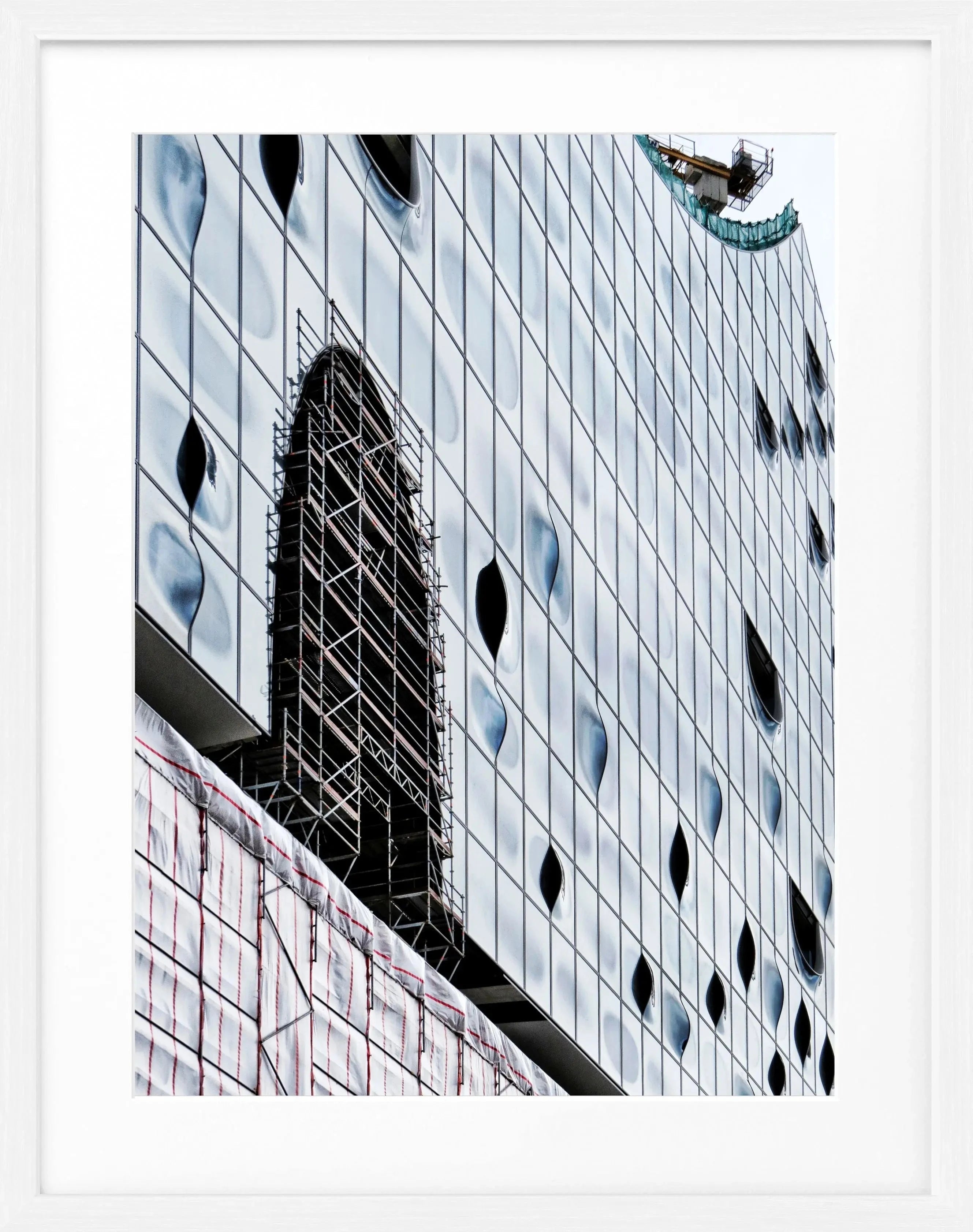 Schwarz-weiß Poster mit Rahmen, Hamburg Elphi Motiv, von Cosman-Photocollection, 25x31 cm, modernes Wandbild
