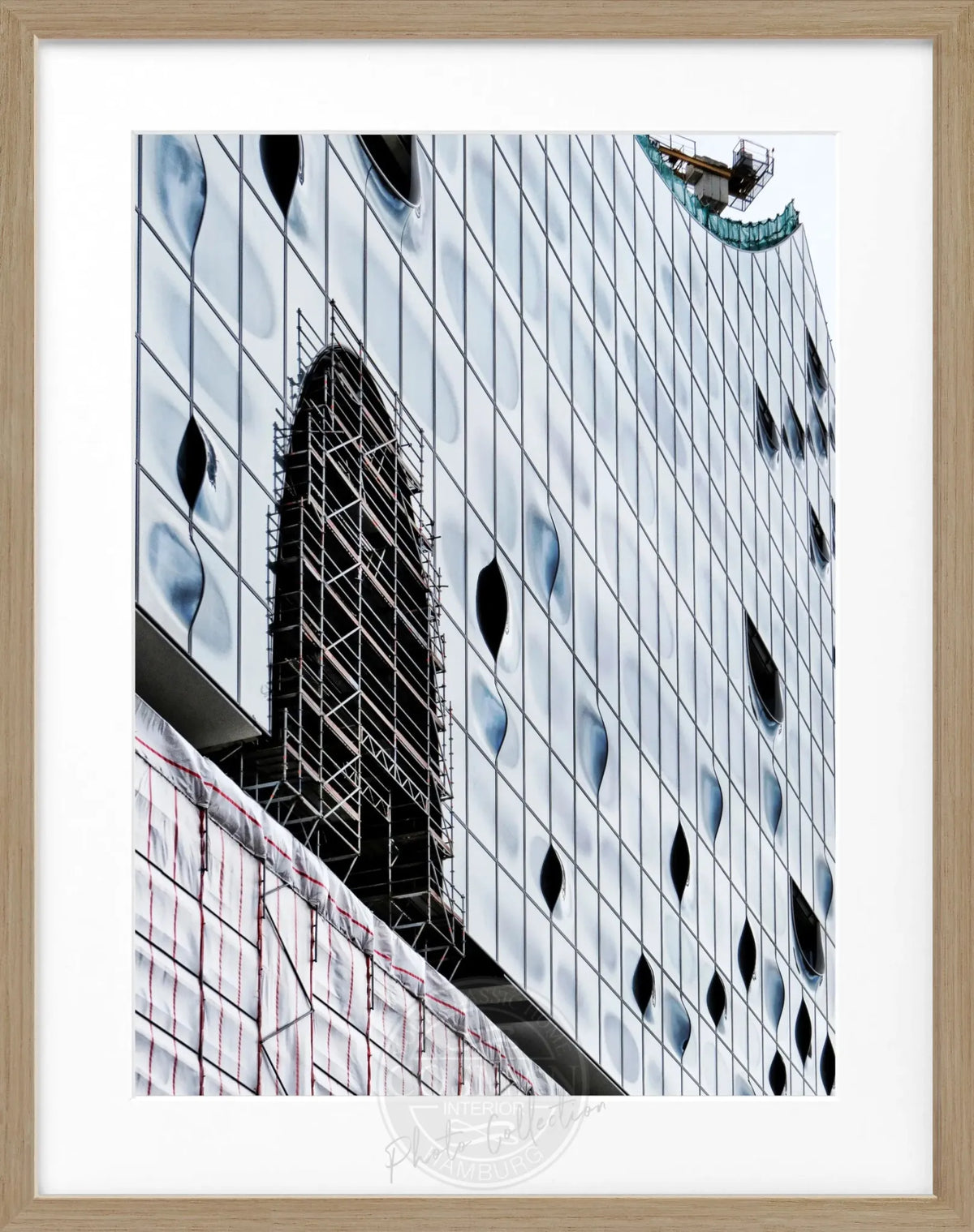 Schwarz-weiß Poster mit Rahmen, Hamburg Elphi, von Cosman-Photocollection, 25x31cm, Wanddekoration