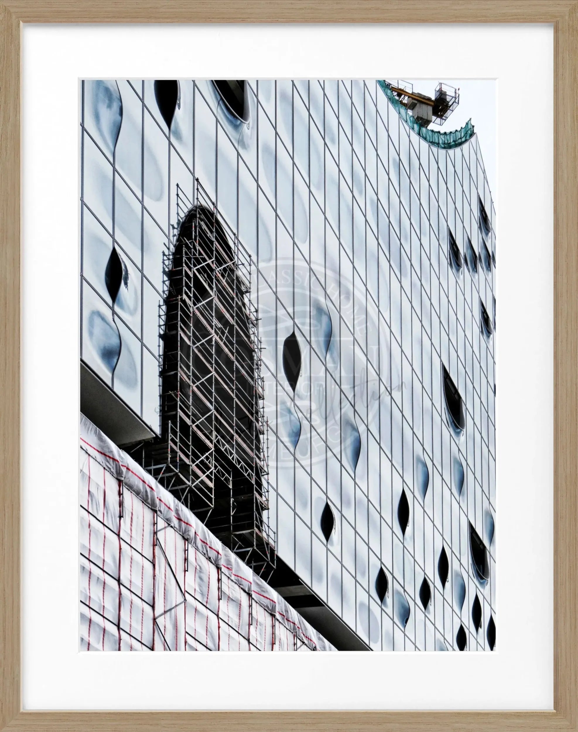 Schwarz-weiß Poster mit Rahmen, Hamburg Elphi, von Cosman-Photocollection, 25x31cm, Wanddekoration