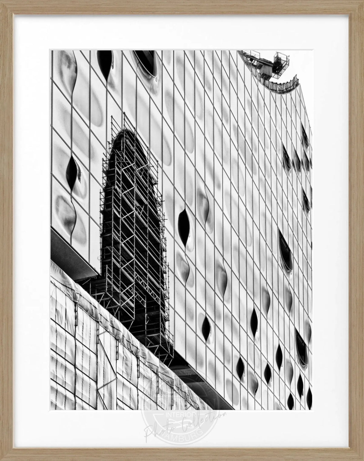 Schwarz-weiß Poster mit Rahmen, Hamburg Elphi, aus der Cosman-Photocollection, 25x31 cm, dekoratives Wandbild
