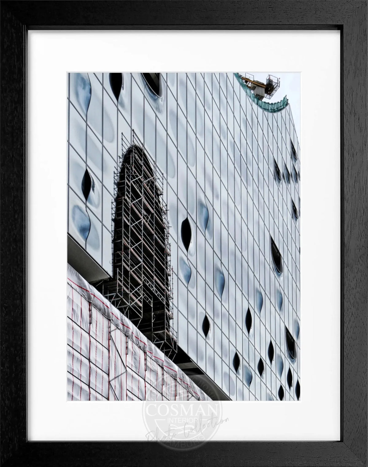 Schwarz-weiß Poster mit Rahmen, Hamburg Elphi, von Cosman-Photocollection, Motiv, 25x31 cm, Wanddekoration