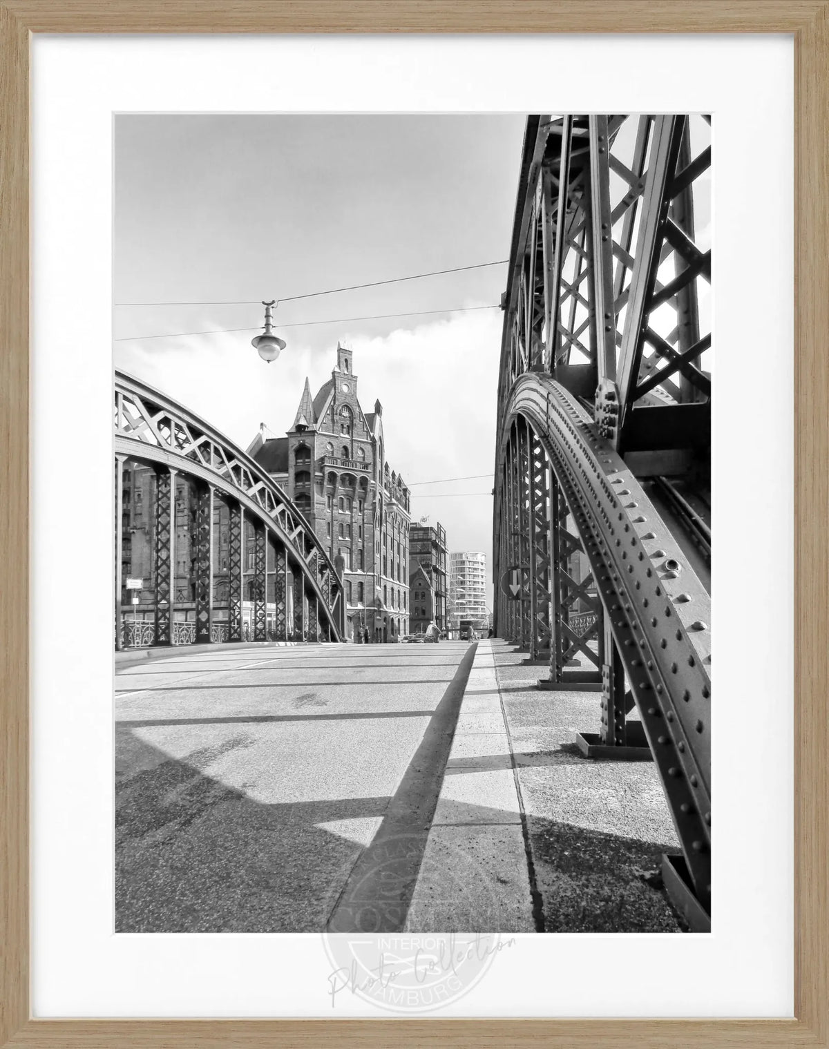 Schwarzweiß-Poster mit Rahmen, Hamburg Speicherstadt, von Cosman-Photocollection, 25x31 cm, Wanddekoration