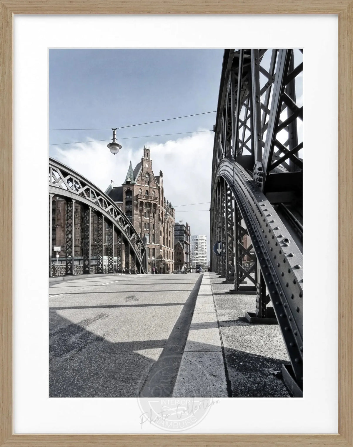 Schwarz-weiß Poster mit Rahmen, Hamburg Speicherstadt, von Cosman-Photocollection, 25x31cm, kunstvolle Stadtansicht