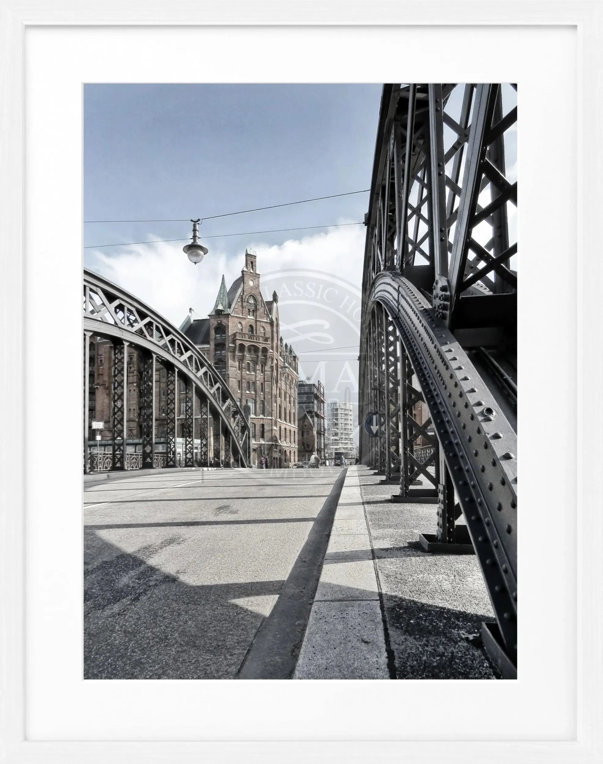 Schwarzes und weißes Poster mit Rahmen von Cosman-Photocollection, Hamburg Speicherstadt, Hamburg, 25x31cm, HH29