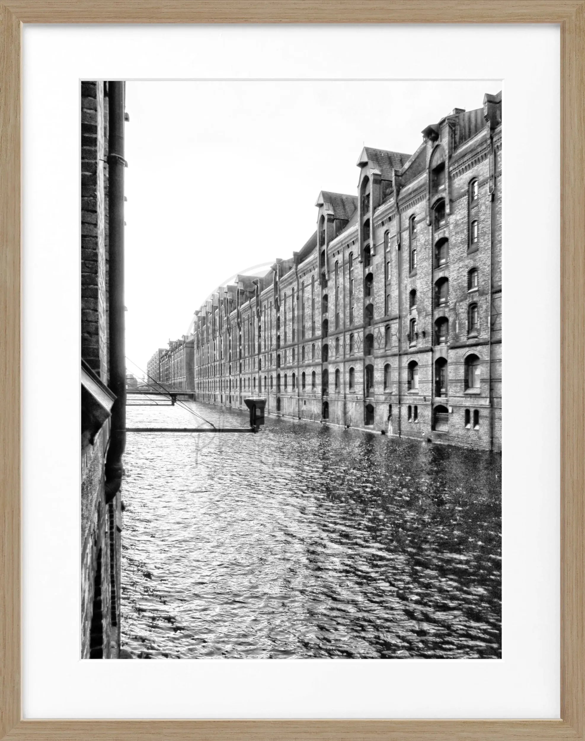 Schwarz-Weiß-Poster mit Rahmen, Hamburg Speicherstadt Motiv, von Cosman-Photocollection, 25x31 cm, dekoratives Wandbild