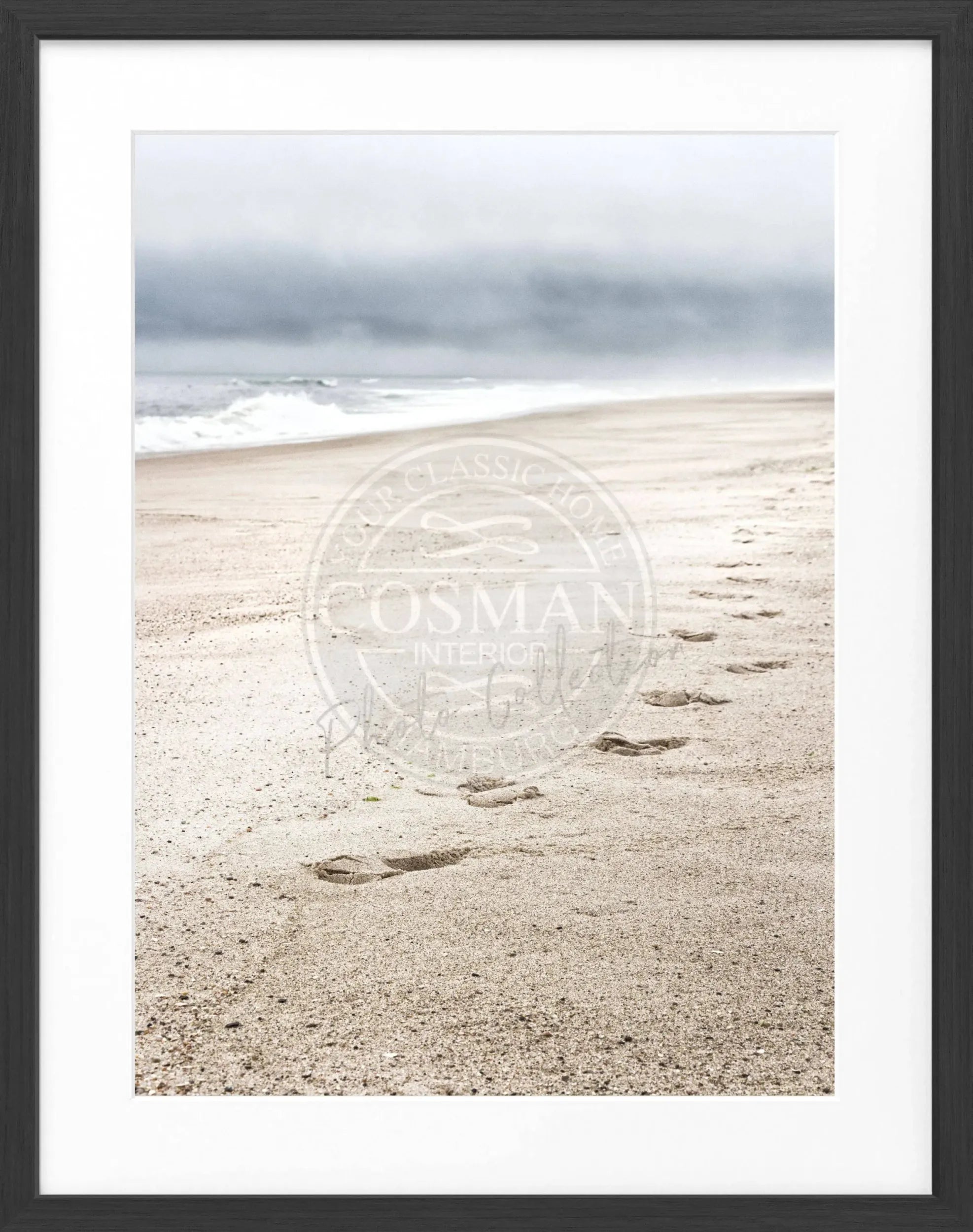 Schwarz-weiß Poster mit Rahmen, Hamptons Long Island ’Beach’ von Cosman-Photocollection, 25x31 cm, Meeresmotiv