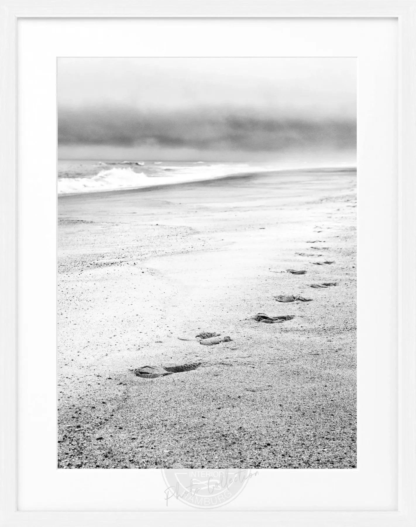 Schwarz-weiß Poster mit Rahmen von Cosman-Photocollection, Hamptons Long Island Beach, 25x31 cm, Kunstfotografie.