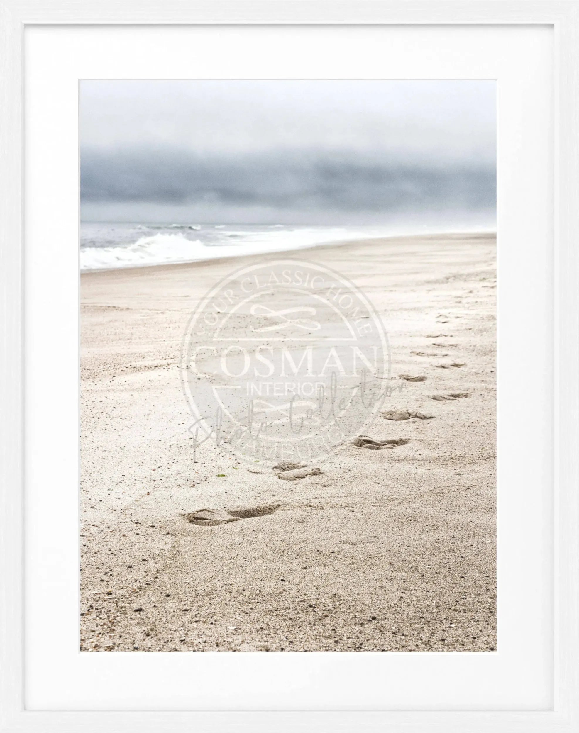 Schwarz-weißer Poster mit Rahmen von Cosman-Photocollection, Hamptons Long Island ’Beach’, 25x31 cm, Wanddekoration