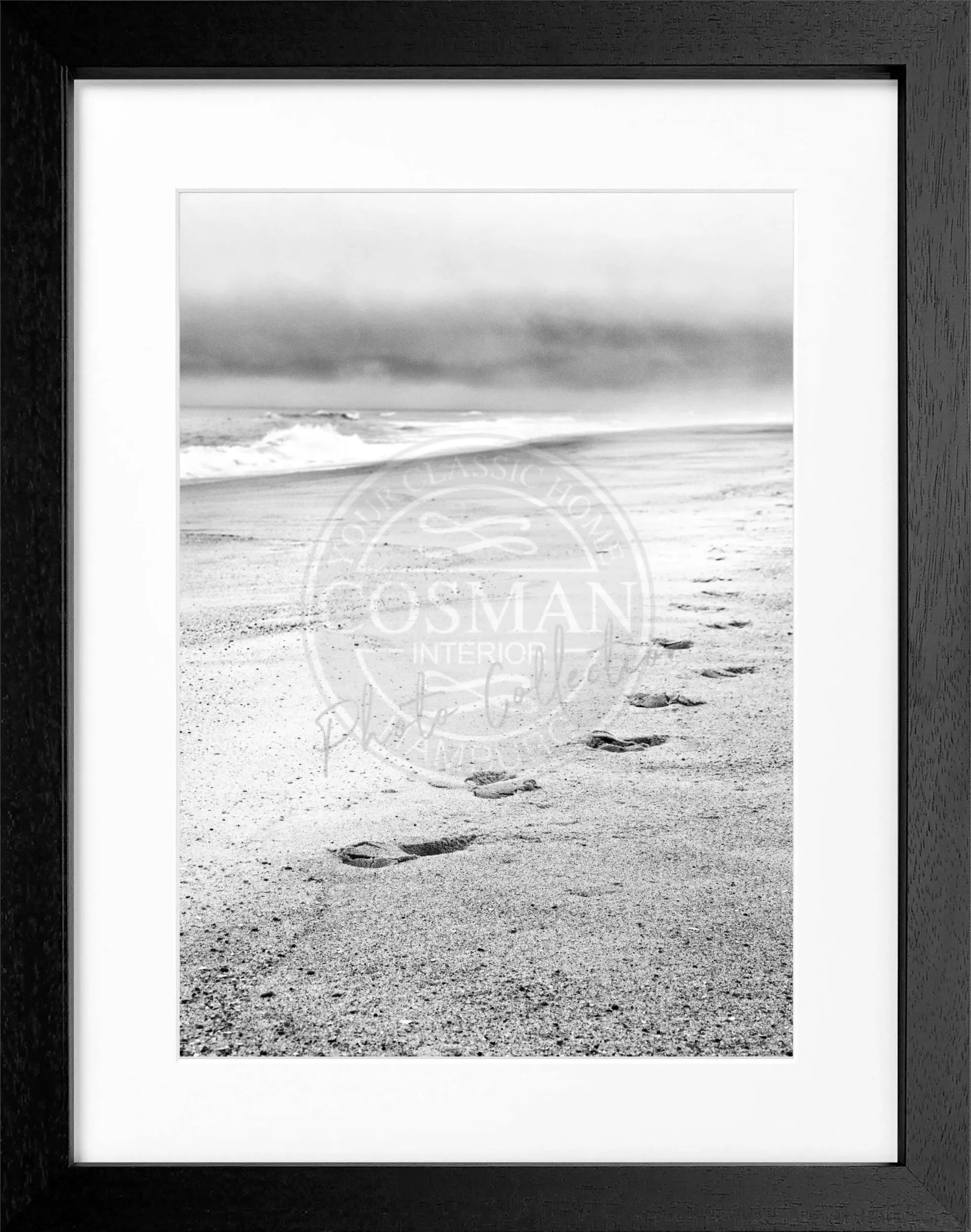 Schwarz-weiß Poster mit Rahmen, Hamptons Long Island ’Beach’, von Cosman-Photocollection, 25x31cm, maritimes Meeresmotiv