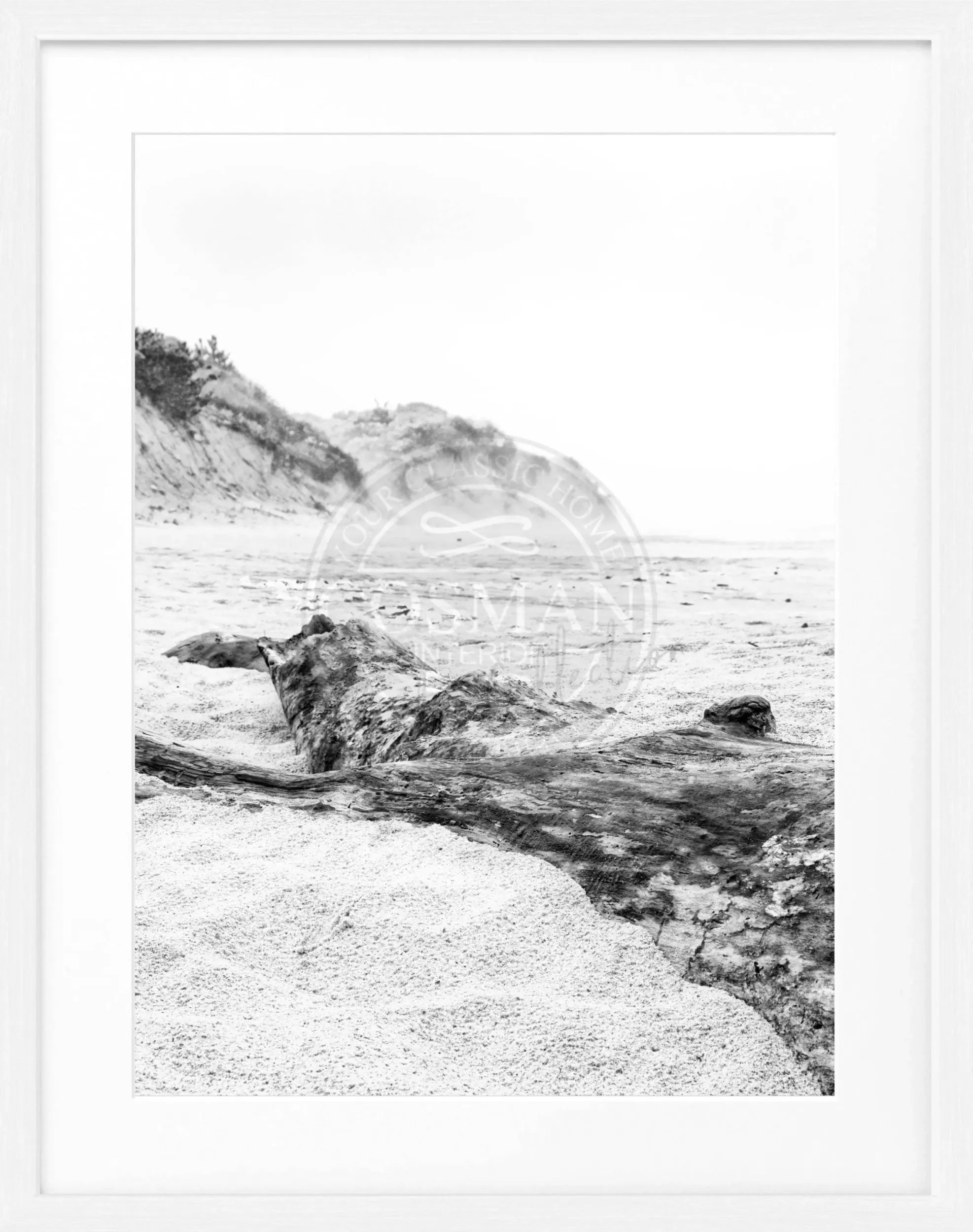 Schwarz-weiß Poster mit Rahmen, Hamptons Long Island Beach, von Cosman-Photocollection, 25x31 cm, maritimes Motiv