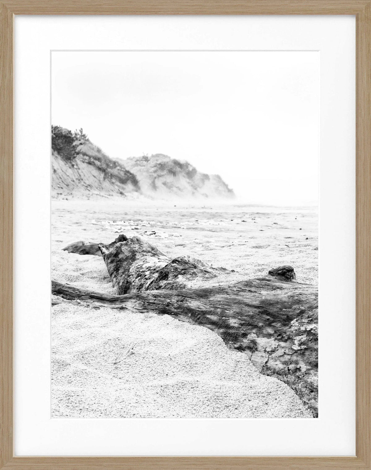 Schwarz-weiß Poster mit Rahmen, Hamptons Long Island ’Beach’ Motiv, 25x31 cm, von Cosman-Photocollection