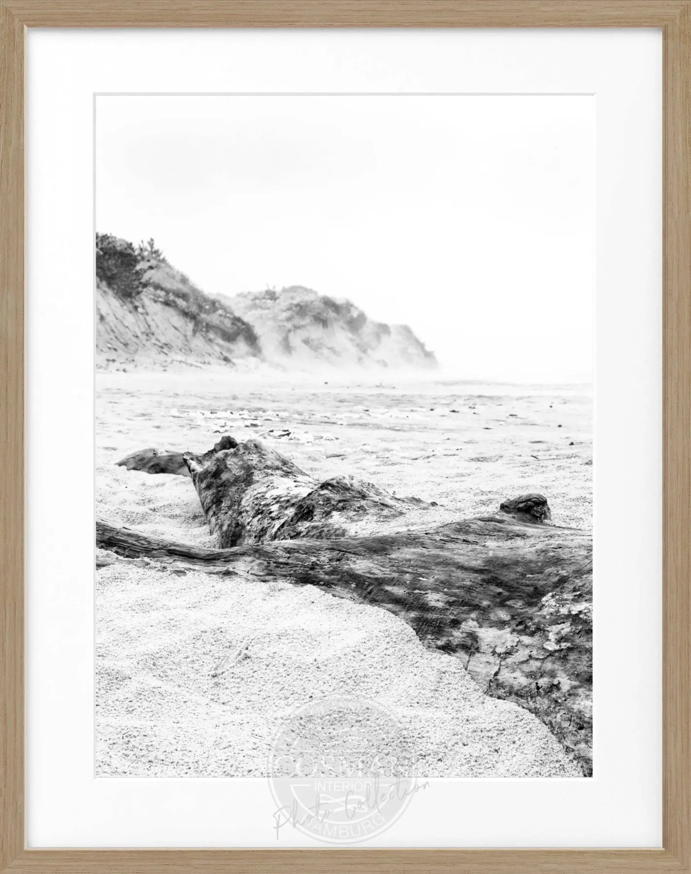 Schwarz-weiß Poster mit Rahmen, Hamptons Long Island ’Beach’ Motiv, 25x31 cm, von Cosman-Photocollection