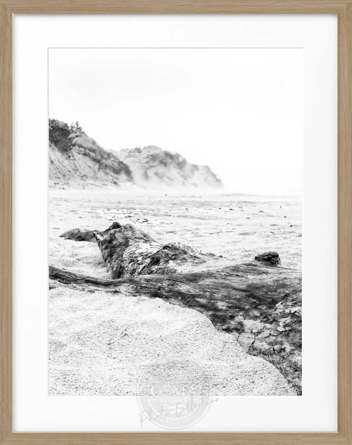 Schwarz-weiß Poster mit Rahmen, Hamptons Long Island ’Beach’ Motiv, 25x31 cm, von Cosman-Photocollection