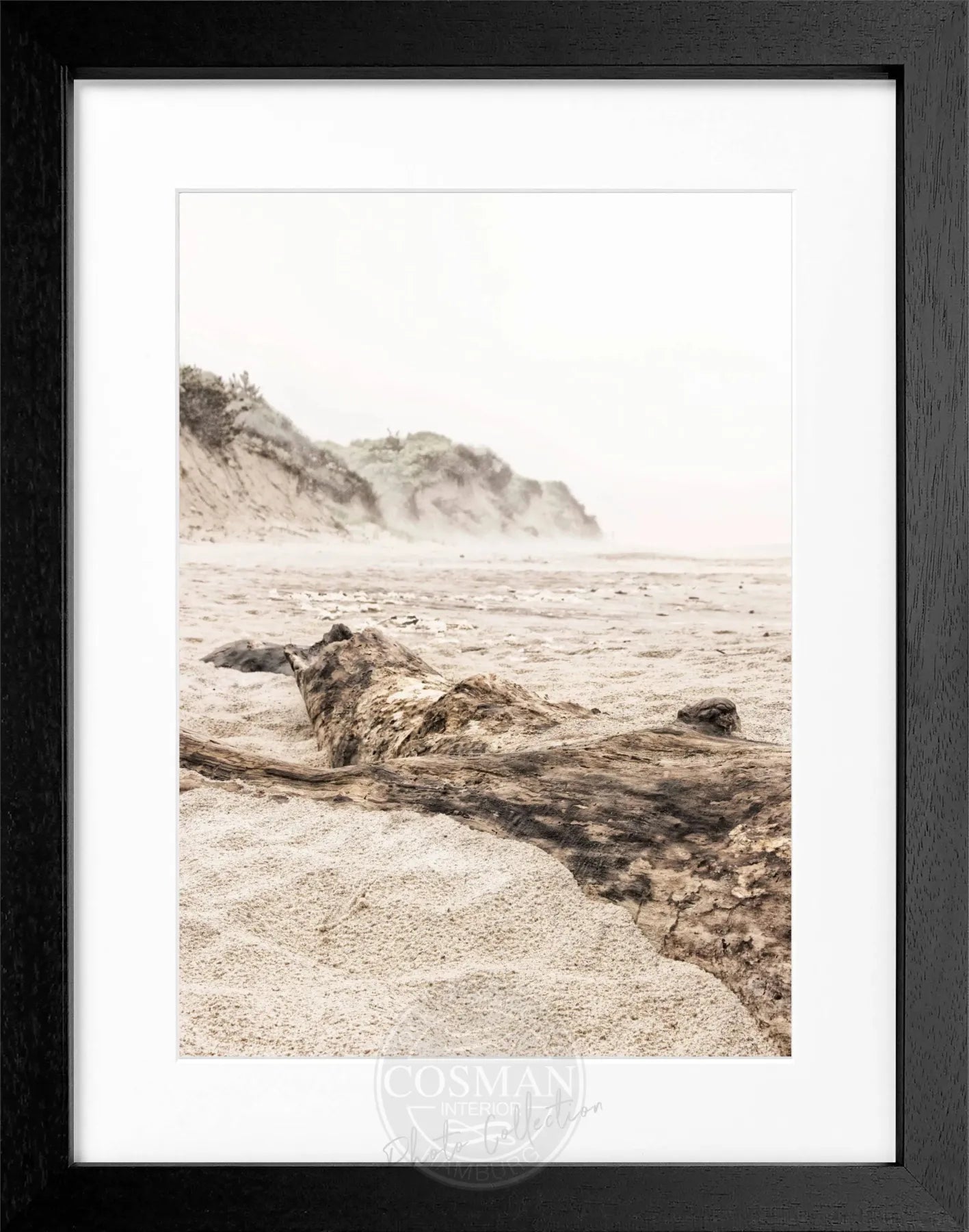Schwarz-weiß Poster mit Rahmen, Hamptons Long Island ’Beach’ von Cosman-Photocollection, 25x31 cm, Strandmotiv