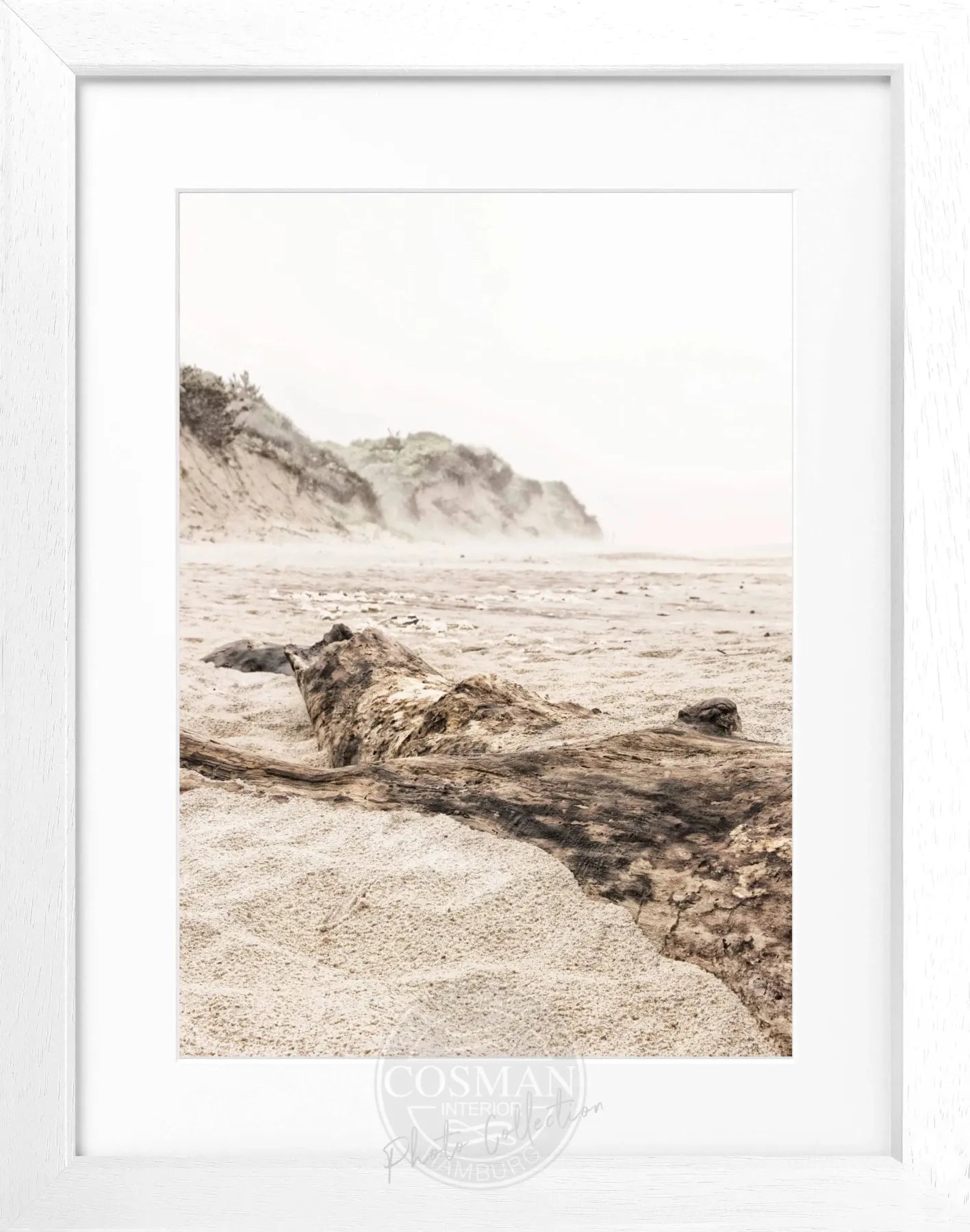 Schwarz-weiß Poster mit Rahmen von Cosman-Photocollection, Hamptons Long Island Beach, 25x31 cm, Motiv am Strand