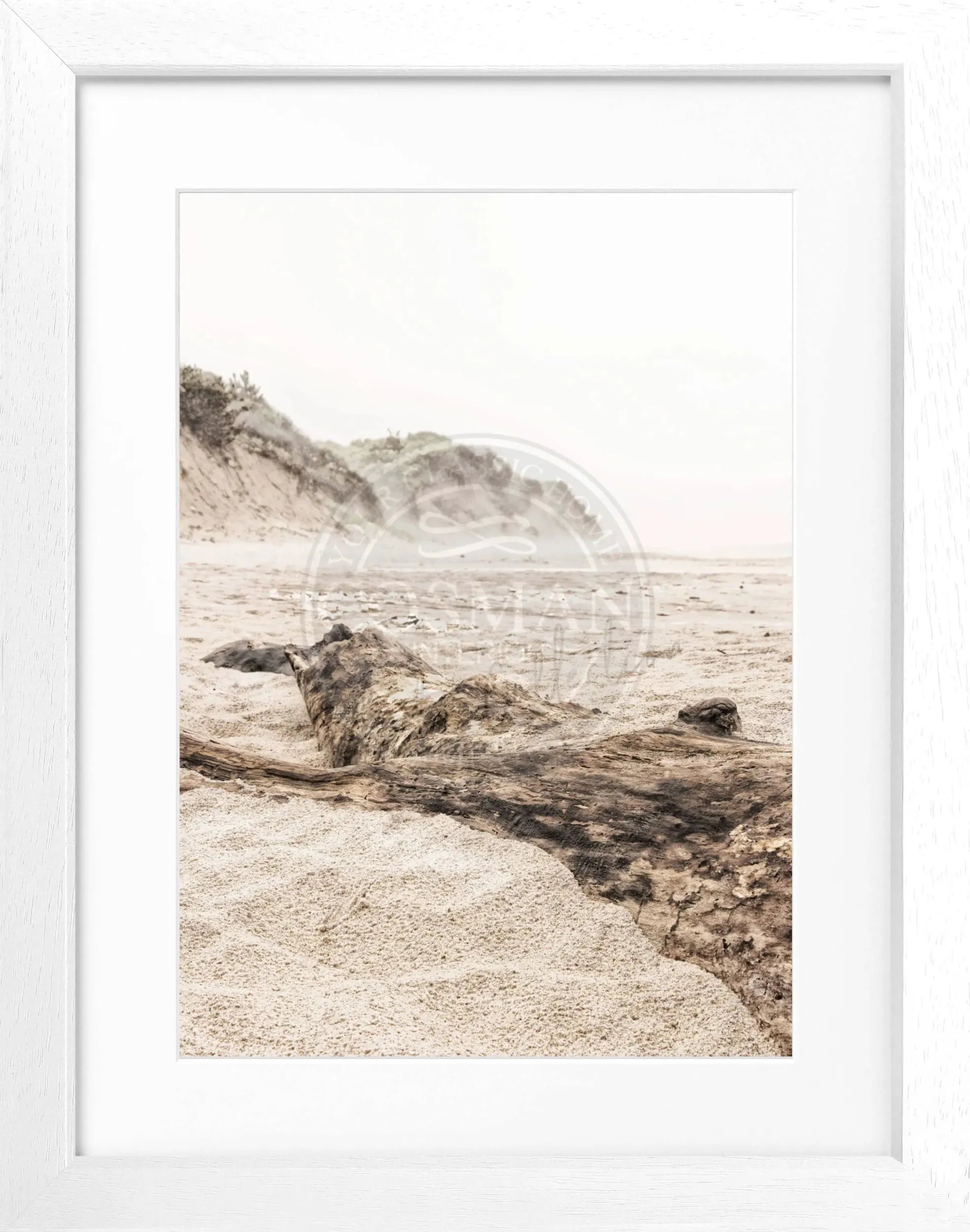 Schwarz-weiß Poster mit Rahmen von Cosman-Photocollection, Hamptons Long Island Beach, 25x31 cm, Motiv am Strand