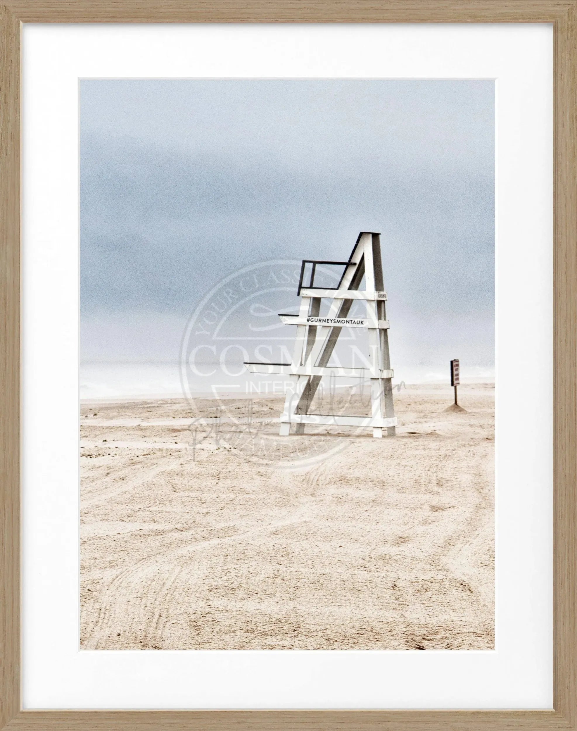 Schwarz-weiß Poster mit Rahmen, Hamptons Long Island ’Beach’ von Cosman-Photocollection, 25x31 cm, Meeresmotiv