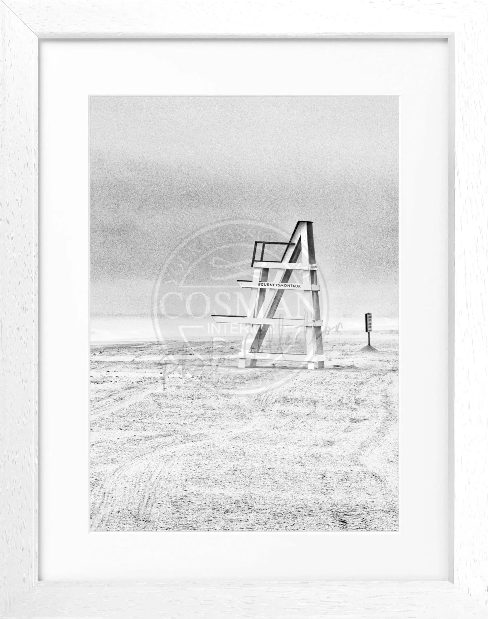 Schwarz-weiß Poster mit Rahmen von Cosman-Photocollection, Hamptons Long Island Beach, 25x31 cm, Motiv im modernen Stil