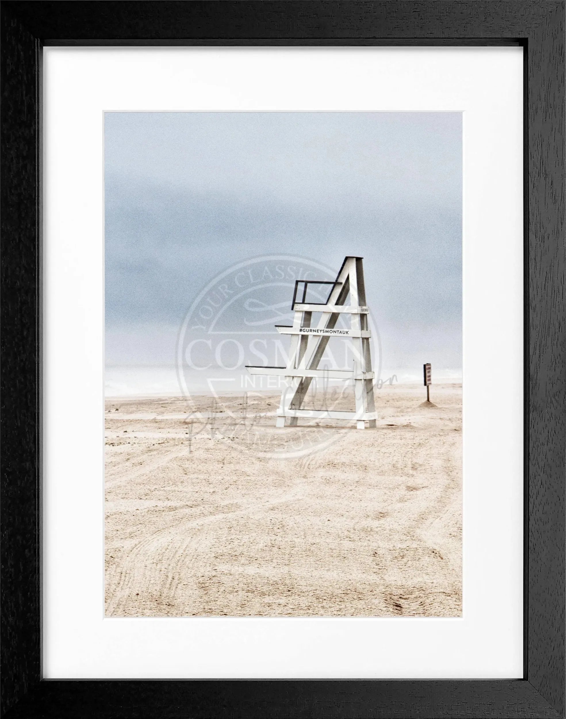 Schwarz-weiß Poster mit Rahmen, Hamptons Long Island ’Beach’ von Cosman-Photocollection, Motiv 25x31 cm