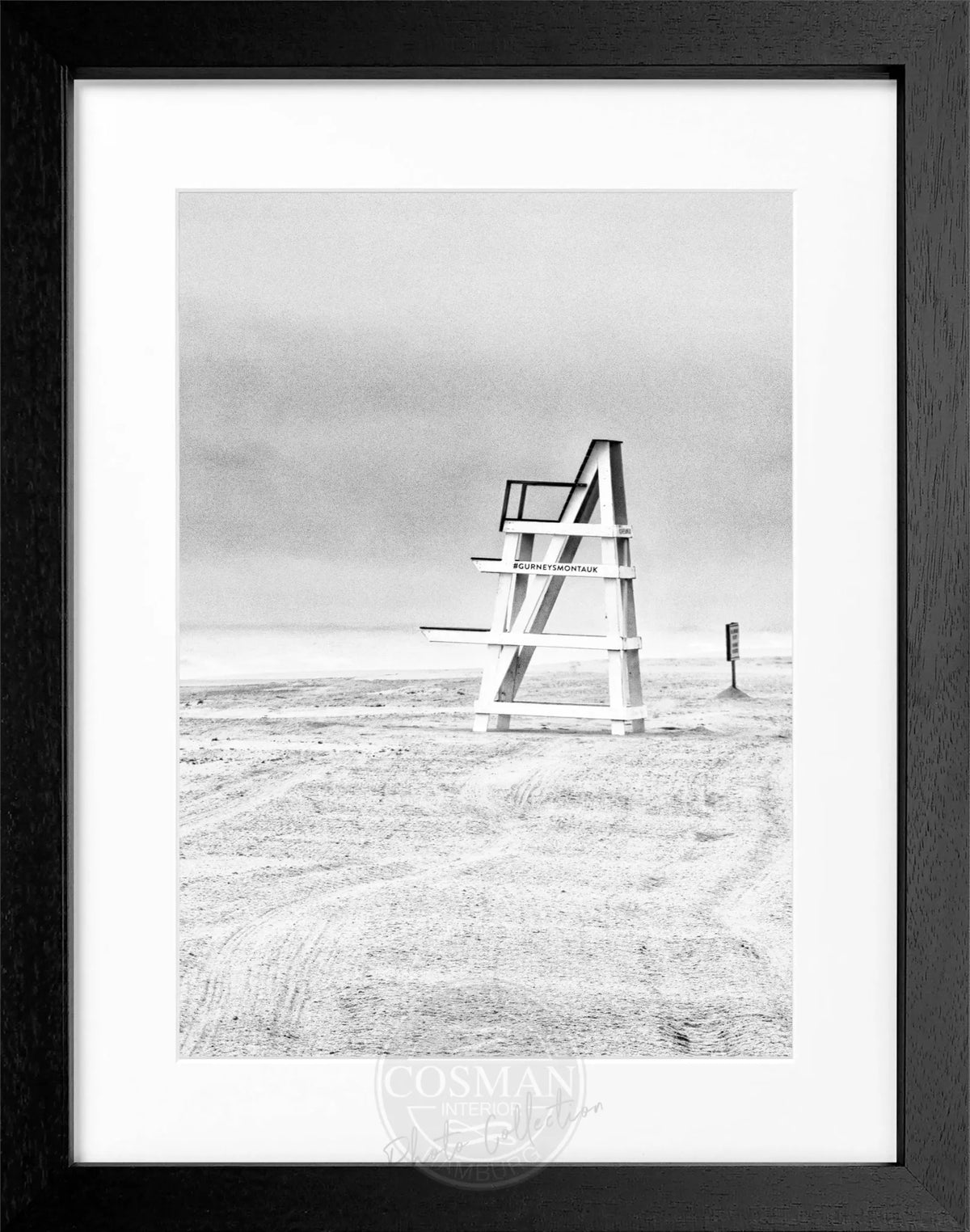Schwarz-weiß Poster mit Rahmen, Hamptons Long Island ’Beach’, Cosman-Photocollection, 25x31 cm, Bild von Strand und Meer