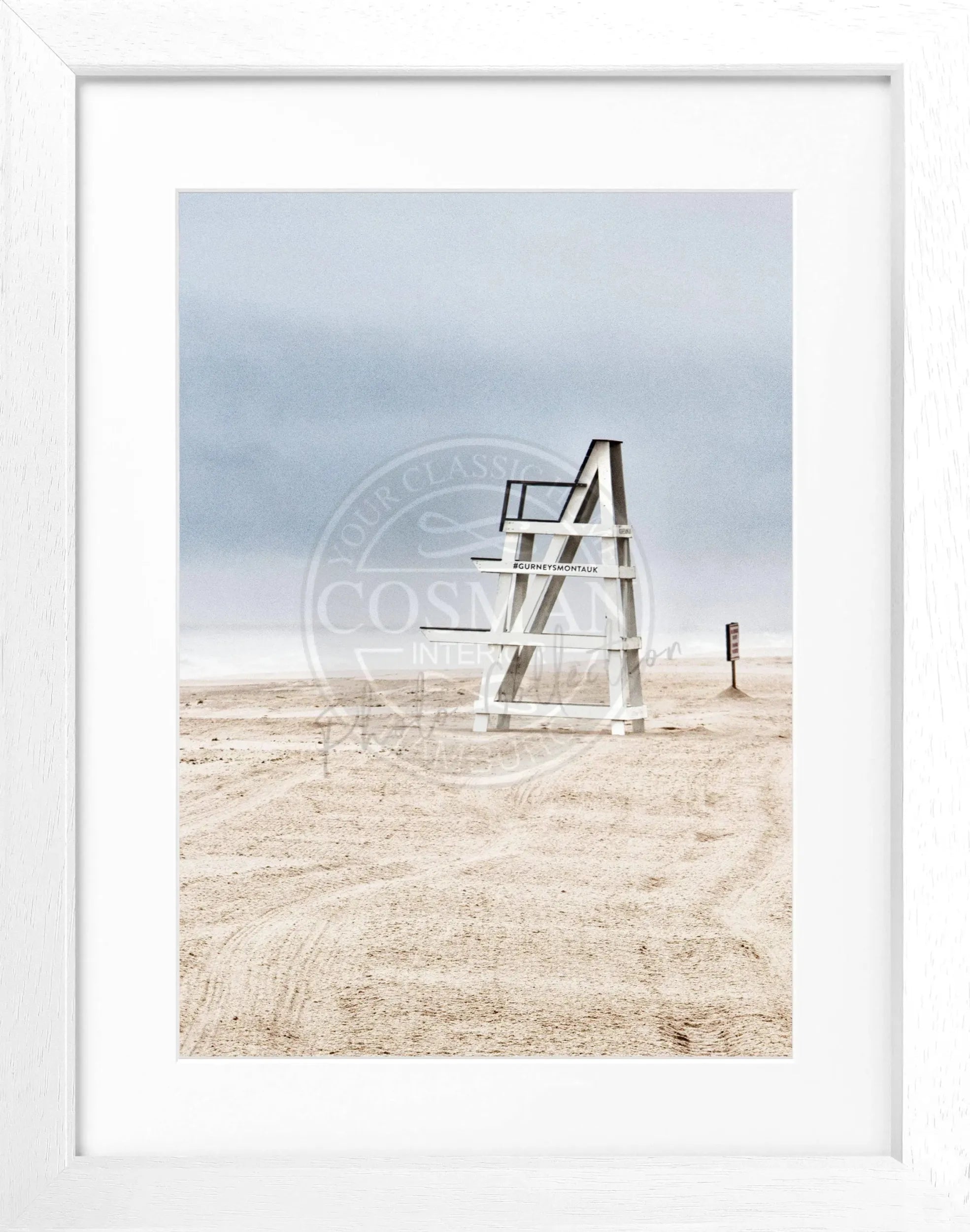 Schwarz-weiß Poster mit Rahmen, Hamptons Long Island ’Beach’ von Cosman-Photocollection, 25x31 cm, Strandmotiv