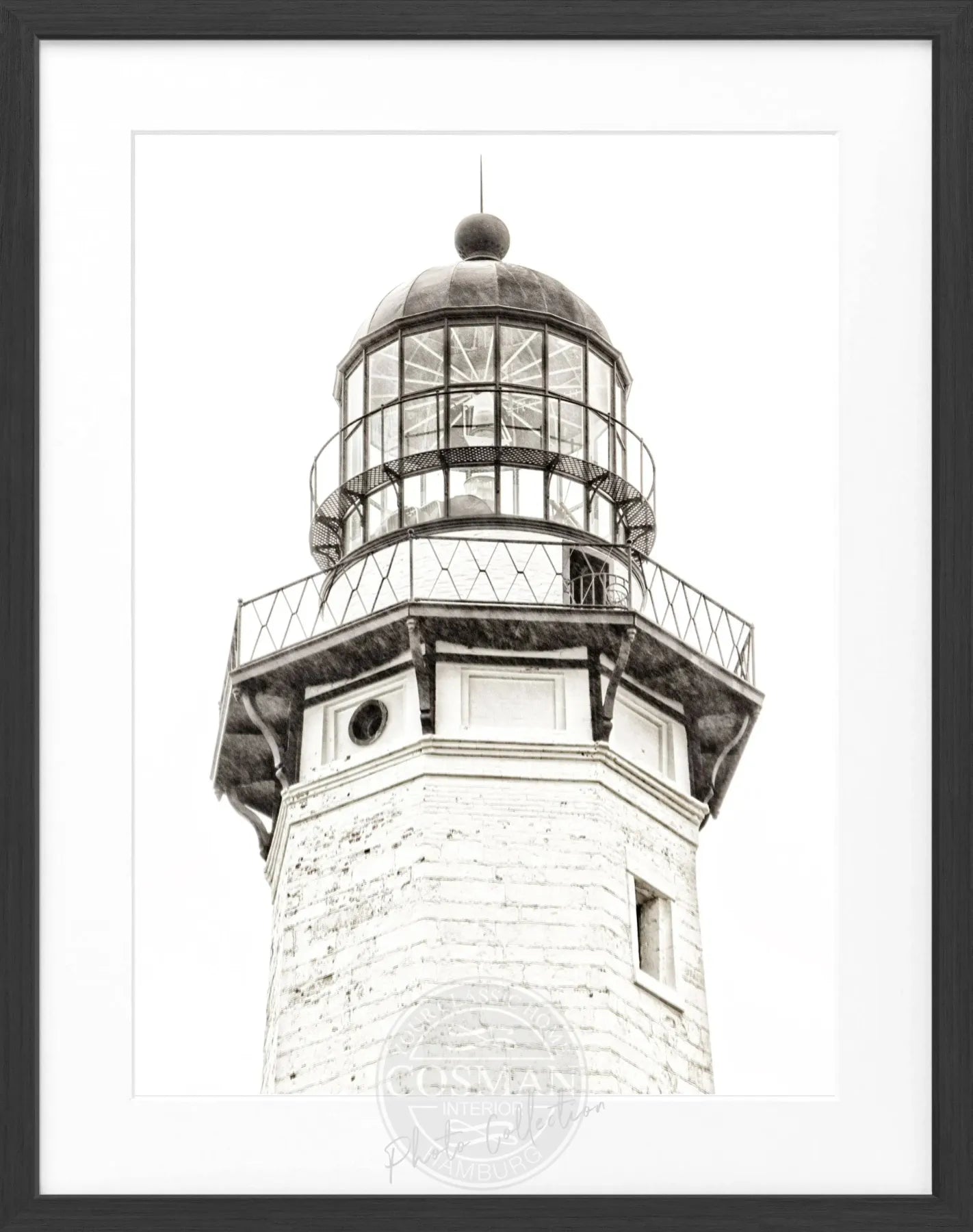 Schwarz-weiß Poster mit Rahmen, Hamptons Montauk Leuchtturm, Cosman-Photocollection, 25x31 cm, Wanddekoration