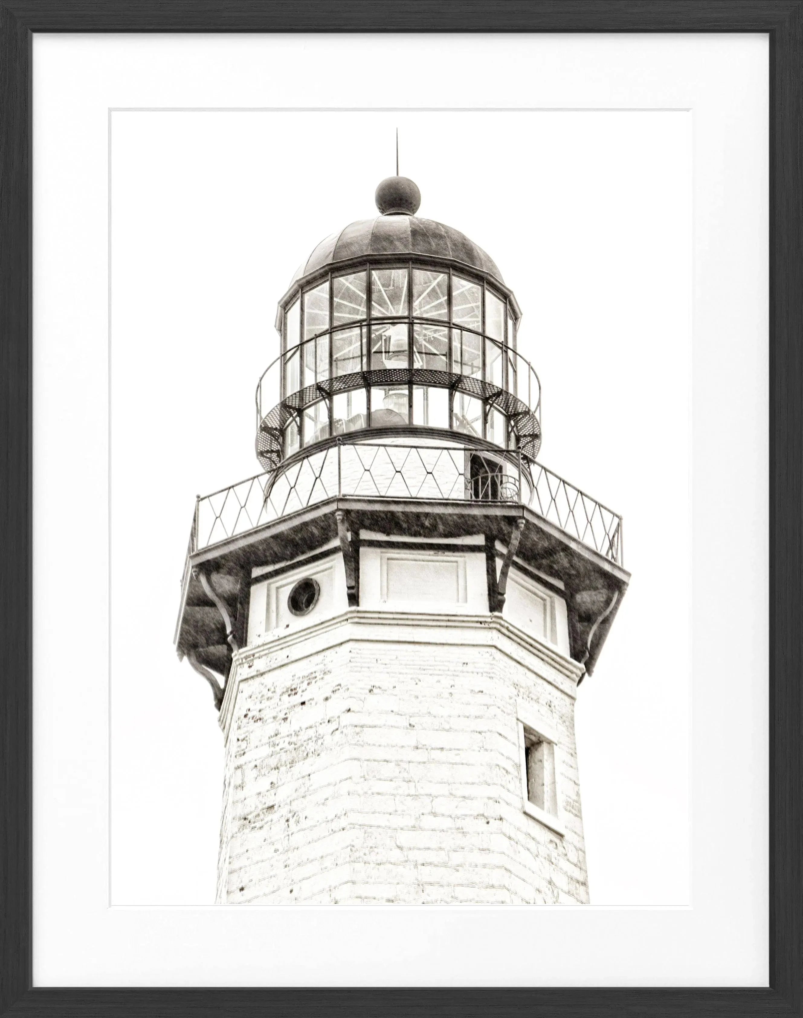Schwarz-weiß Poster mit Rahmen, Hamptons Montauk Leuchtturm, Cosman-Photocollection, 25x31 cm, Wanddekoration
