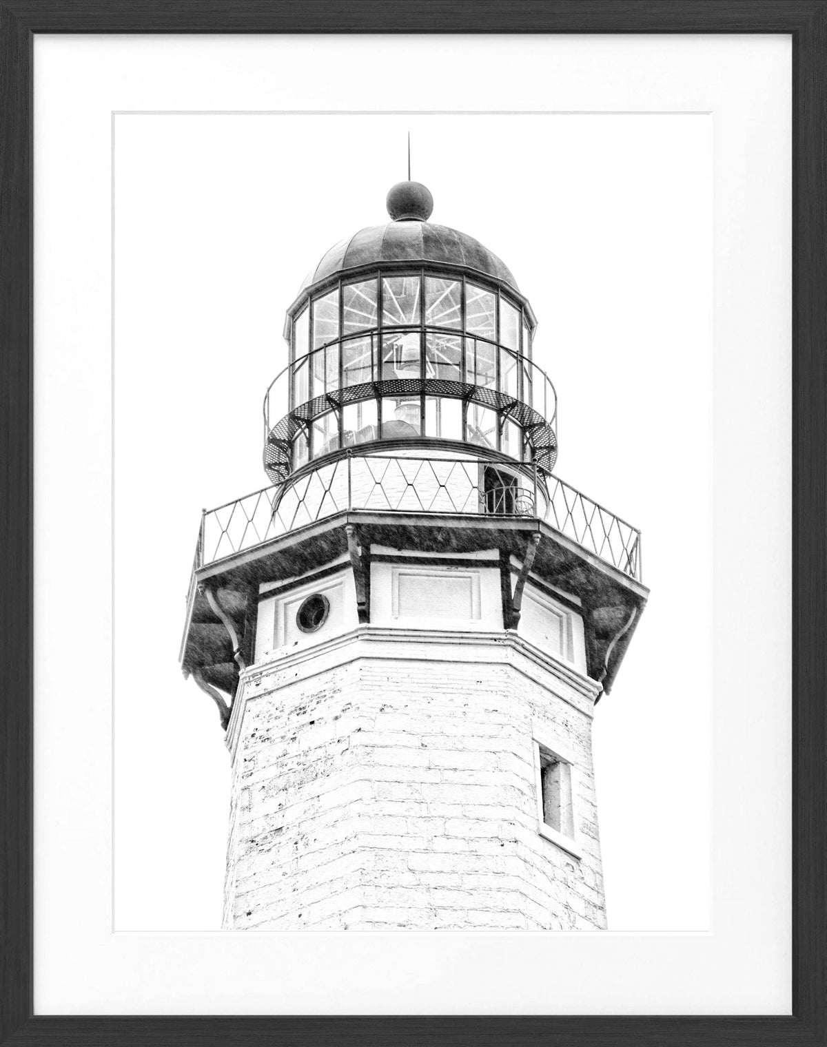 Schwarz-weiß Poster mit Rahmen, Hamptons Montauk Leuchtturm, von Cosman-Photocollection, 25x31 cm, dekorativer Wandschmuck