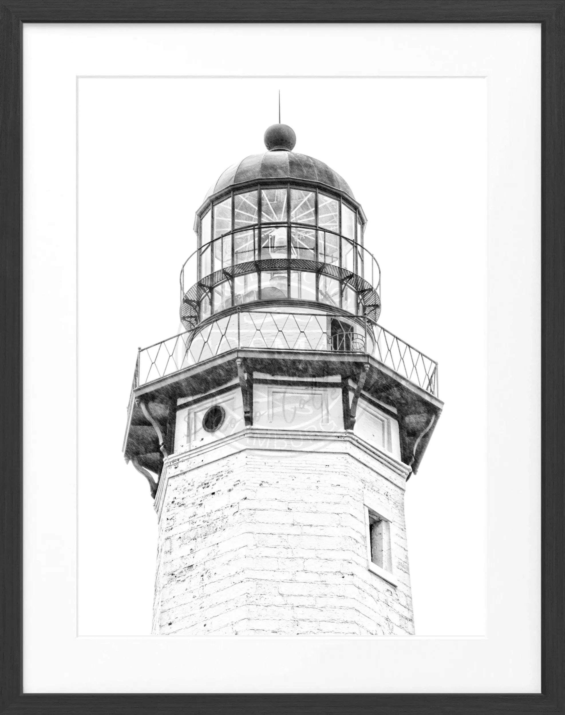 Schwarz-weiß Poster mit Rahmen, Hamptons Montauk Leuchtturm, von Cosman-Photocollection, 25x31 cm, dekorativer Wandschmuck