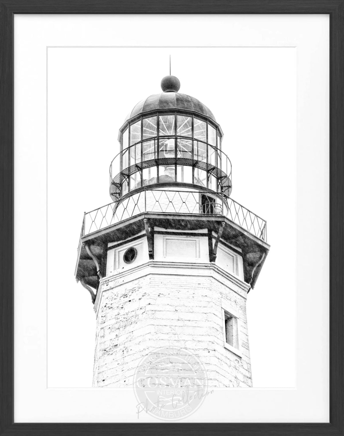 Schwarz-weiß Poster mit Rahmen, Hamptons Montauk Leuchtturm, von Cosman-Photocollection, 25x31 cm, dekorativer Wandschmuck