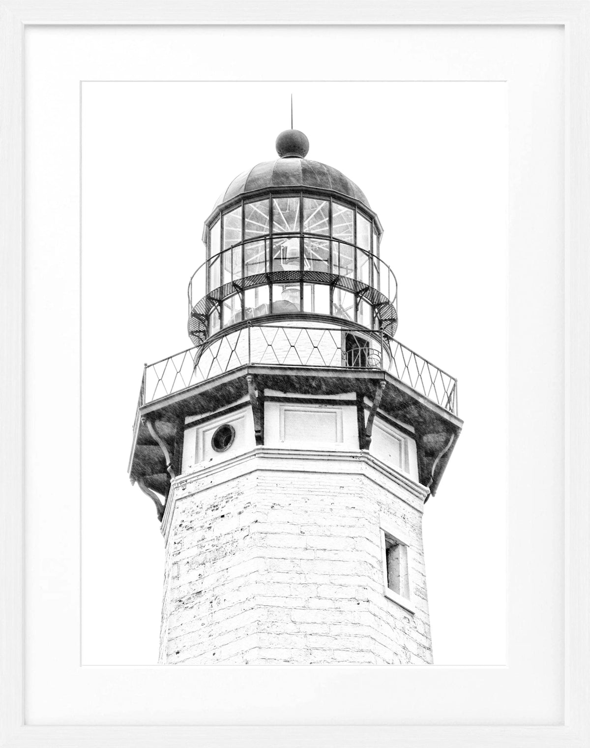 Schwarz-weiß Poster mit Rahmen von Cosman-Photocollection, Montauk Leuchtturm in den Hamptons, 25x31 cm, dekoratives Wandbild