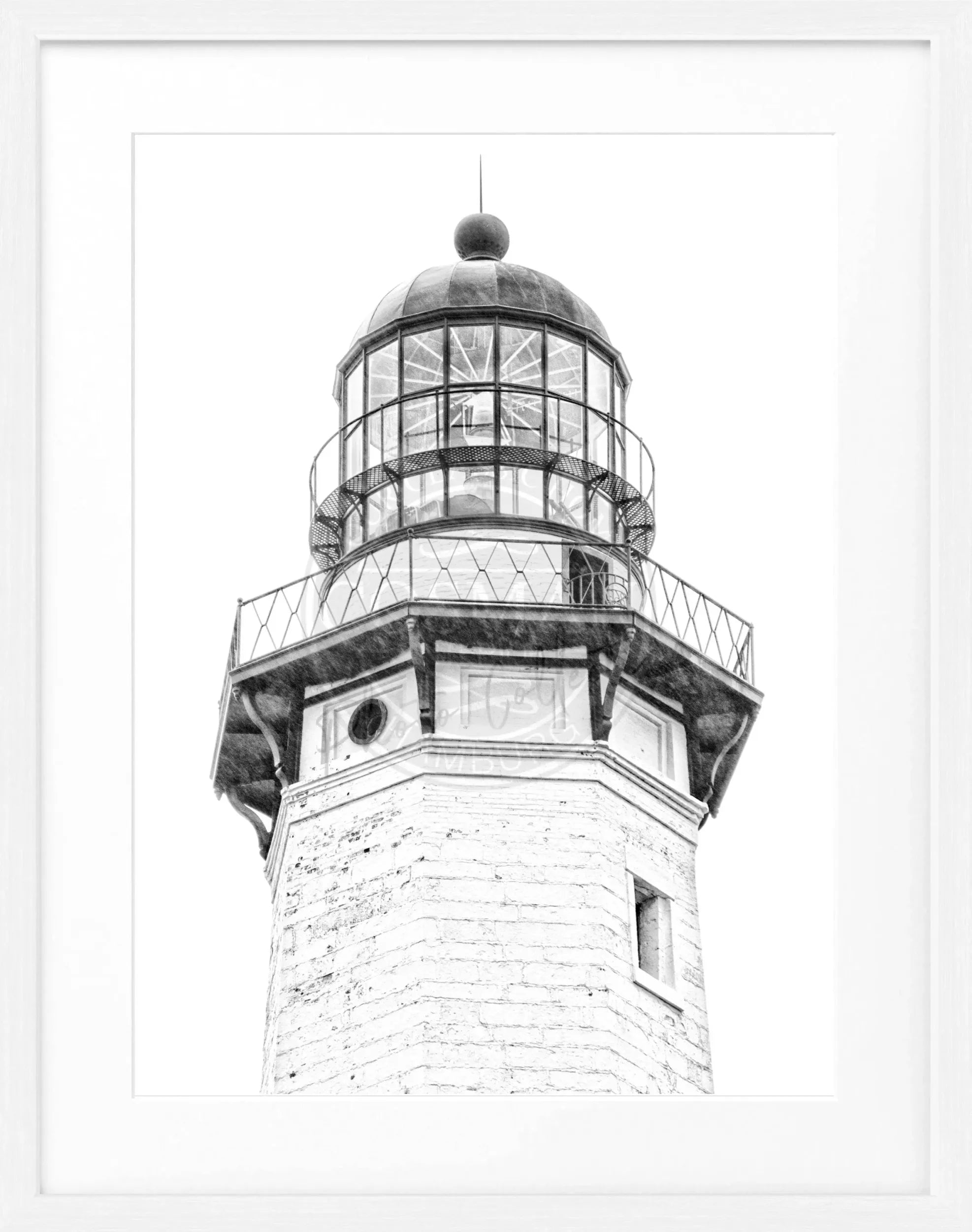 Schwarz-weiß Poster mit Rahmen von Cosman-Photocollection, Montauk Leuchtturm in den Hamptons, 25x31 cm, dekoratives Wandbild